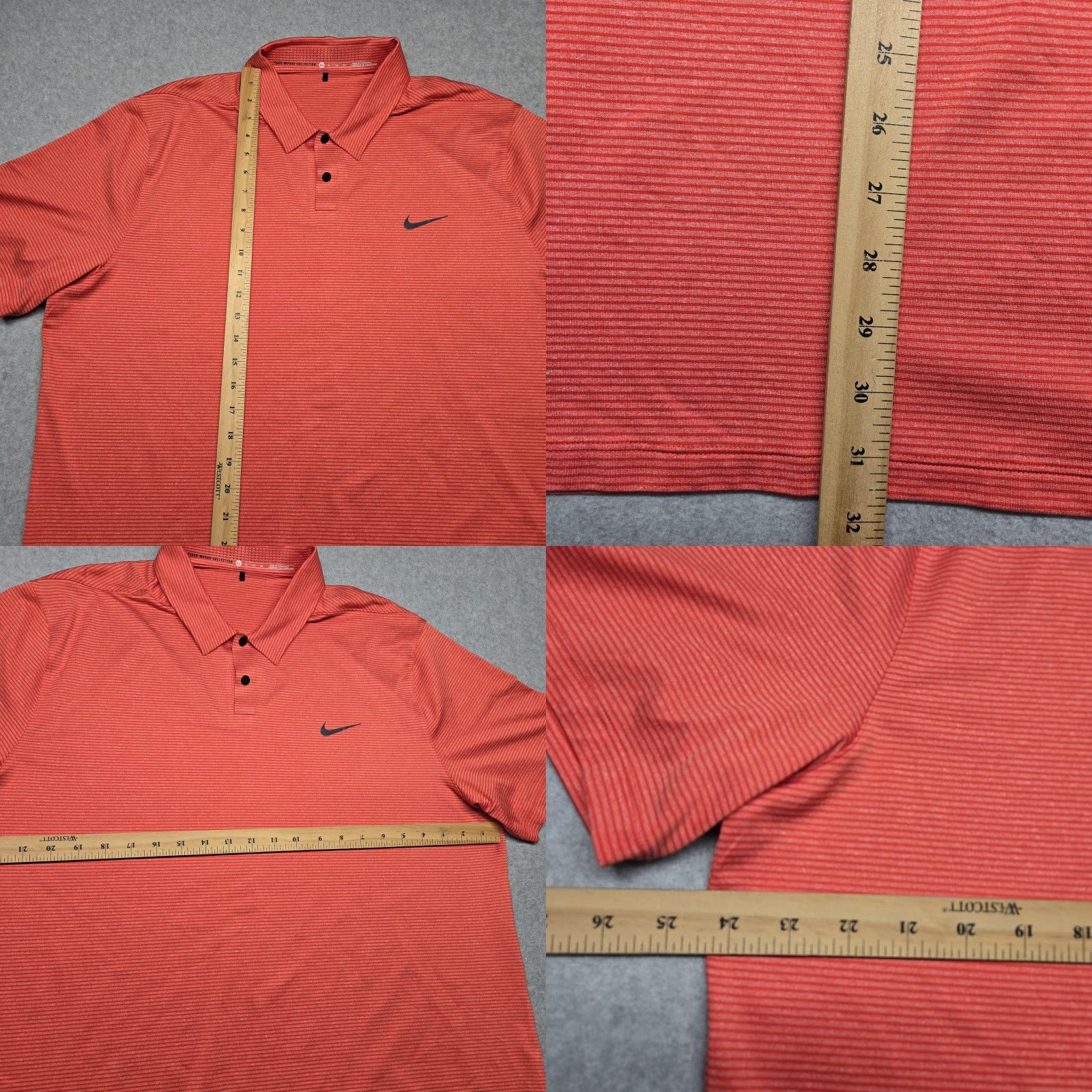Nike Nike Tiger Woods Collection Polo Mens XL Red Micro Stripe Dri Fit Golf Size US XL / EU 56 / 4 - 9 Thumbnail