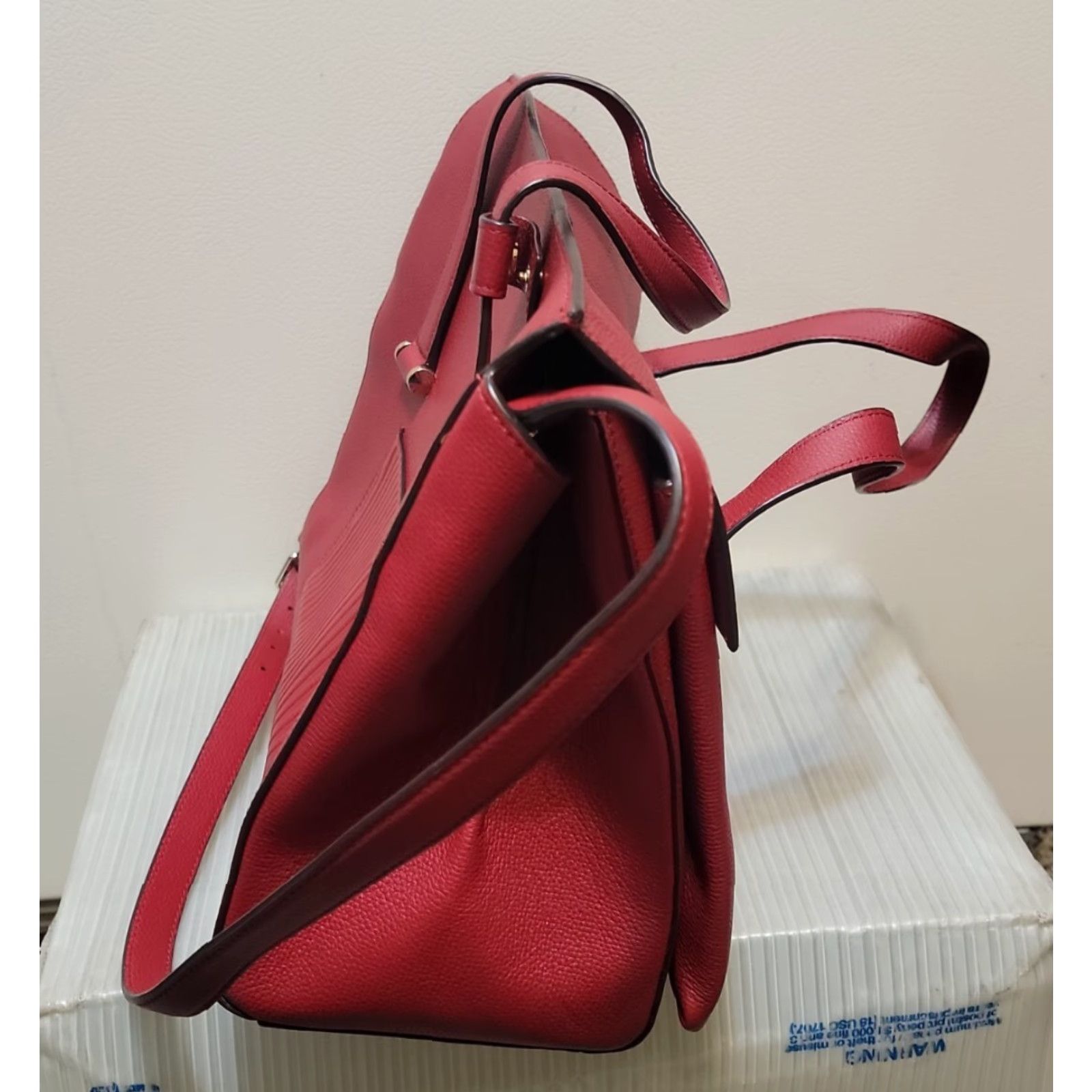 Henri Bendel Henri Bendel Red Leather New York Purse Tote Bag Womens Large Pebbled Leather Zip Bag 11x12x5 Size ONE SIZE - 5 Thumbnail