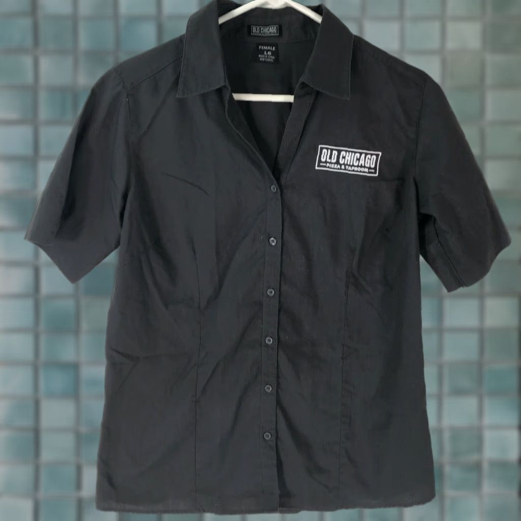 Vintage Old Chicago Shirt Womens Button-Up Shirt L Black 27 in Regular Size L / US 10 / IT 46 - 1 Thumbnail