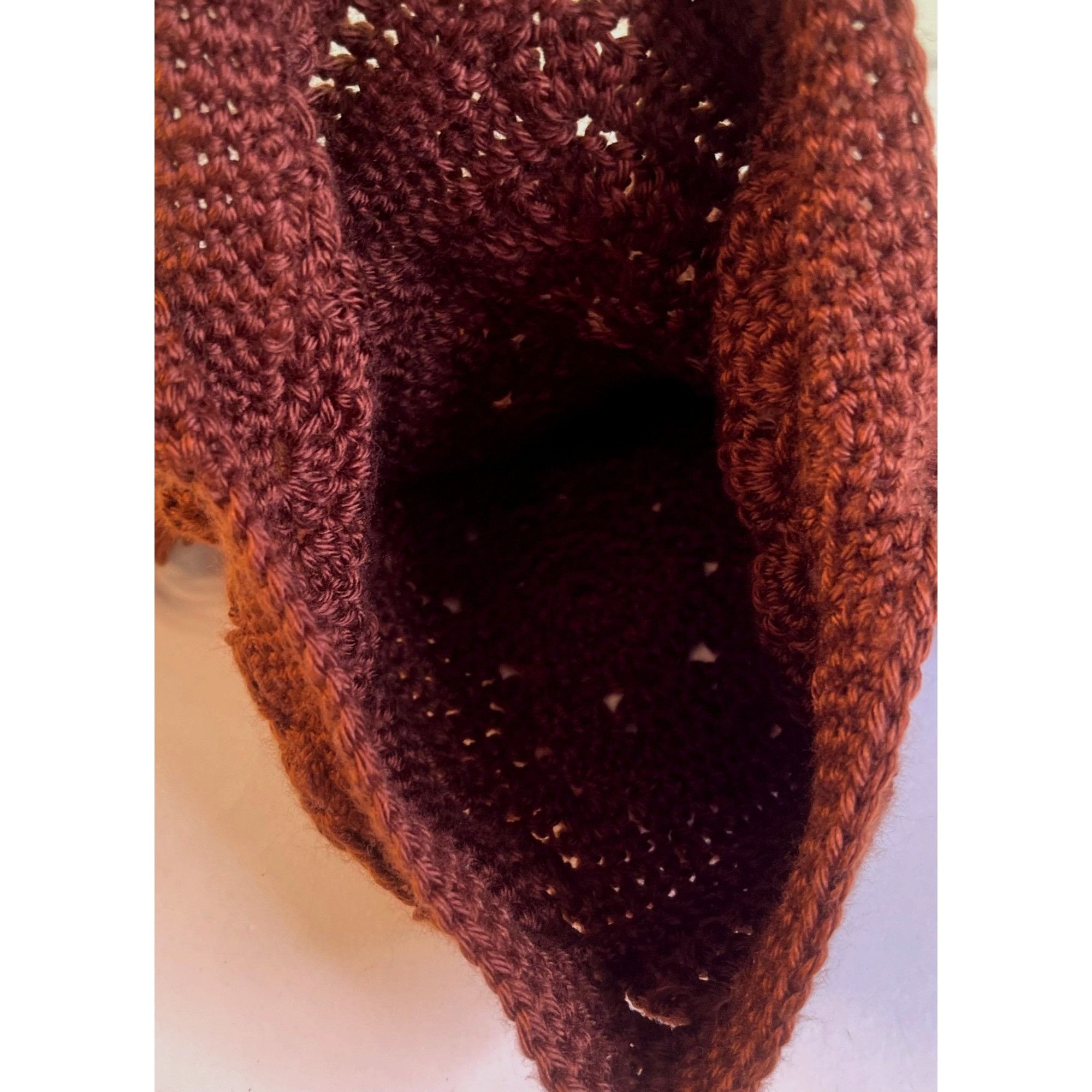 Handmade Hippie Purse Crochet Fringed Retro Boho Style Dark Brown Han Size ONE SIZE - 5 Thumbnail