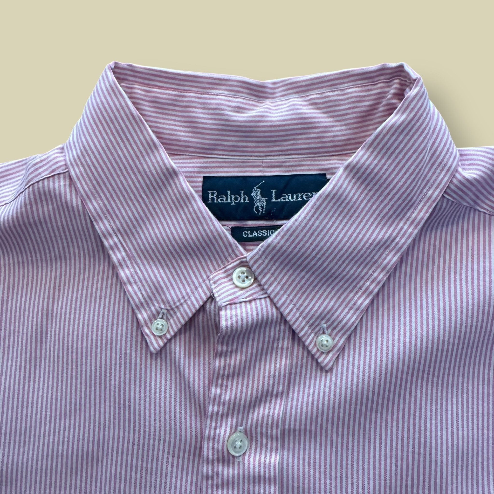 Polo Ralph Lauren Polo Ralph Lauren Pink Striped Shirt Size US XL / EU 56 / 4 - 2 Thumbnail