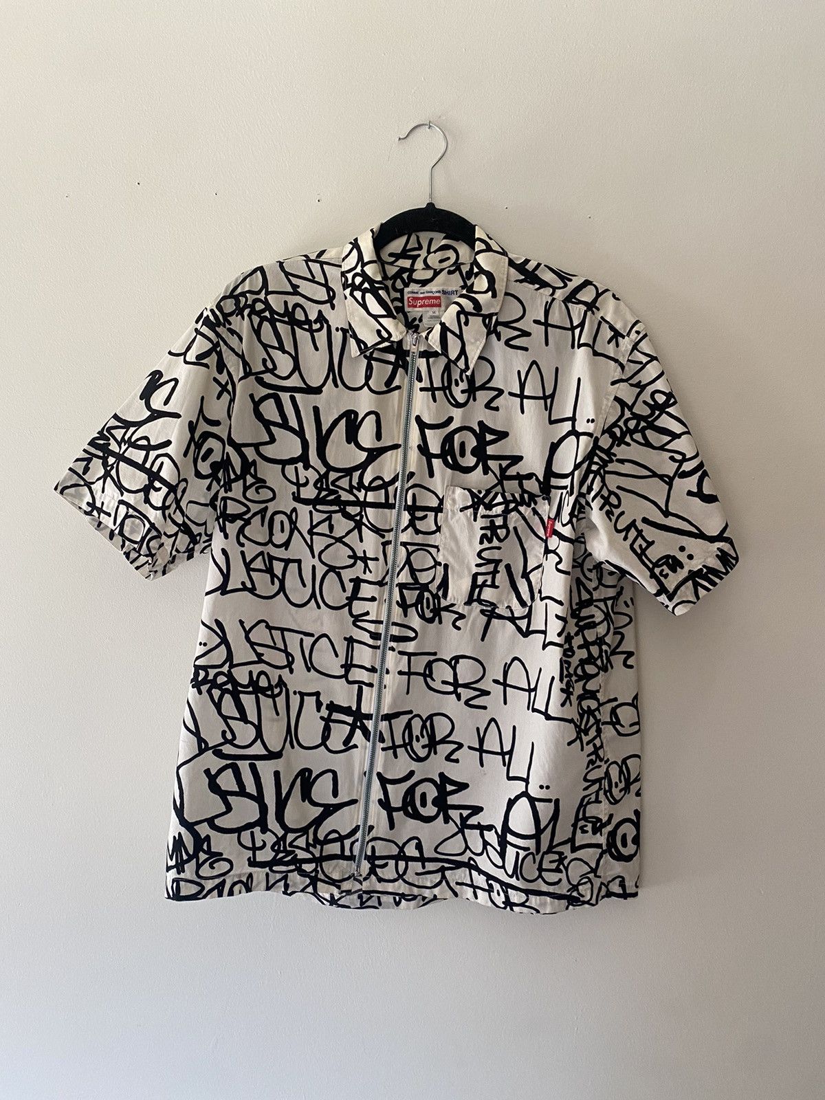 image of Comme Des Garcons x Supreme Comme Des Garçons Shirt Ss18 Shirt in Black/White, Men's (Size Medium)