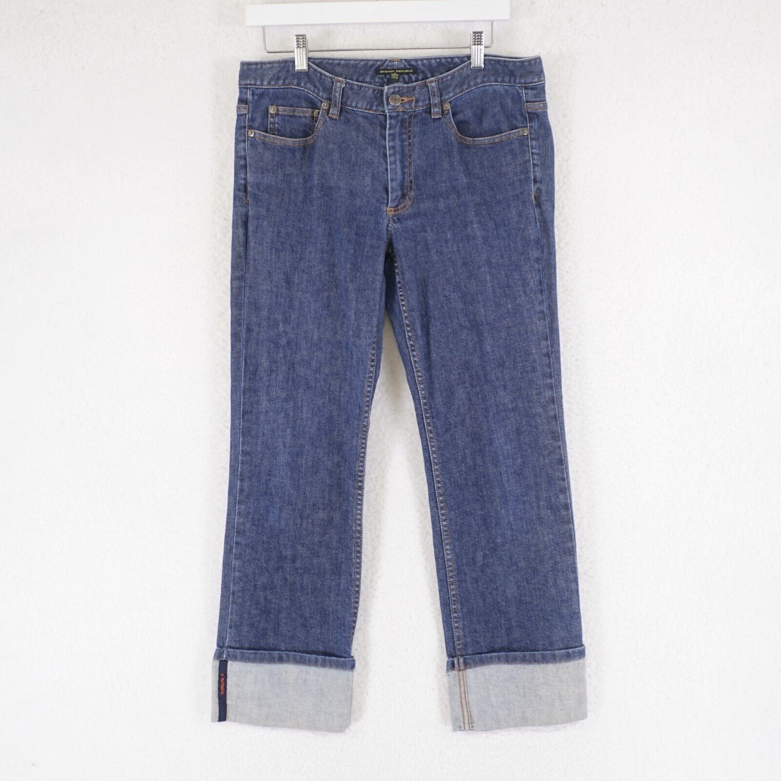 Banana Republic Banana Republic Blue Denim Jeans Size 12 Rolled Up Ankle 33/ Size 34" / US 12 / IT 48 - 1 Thumbnail