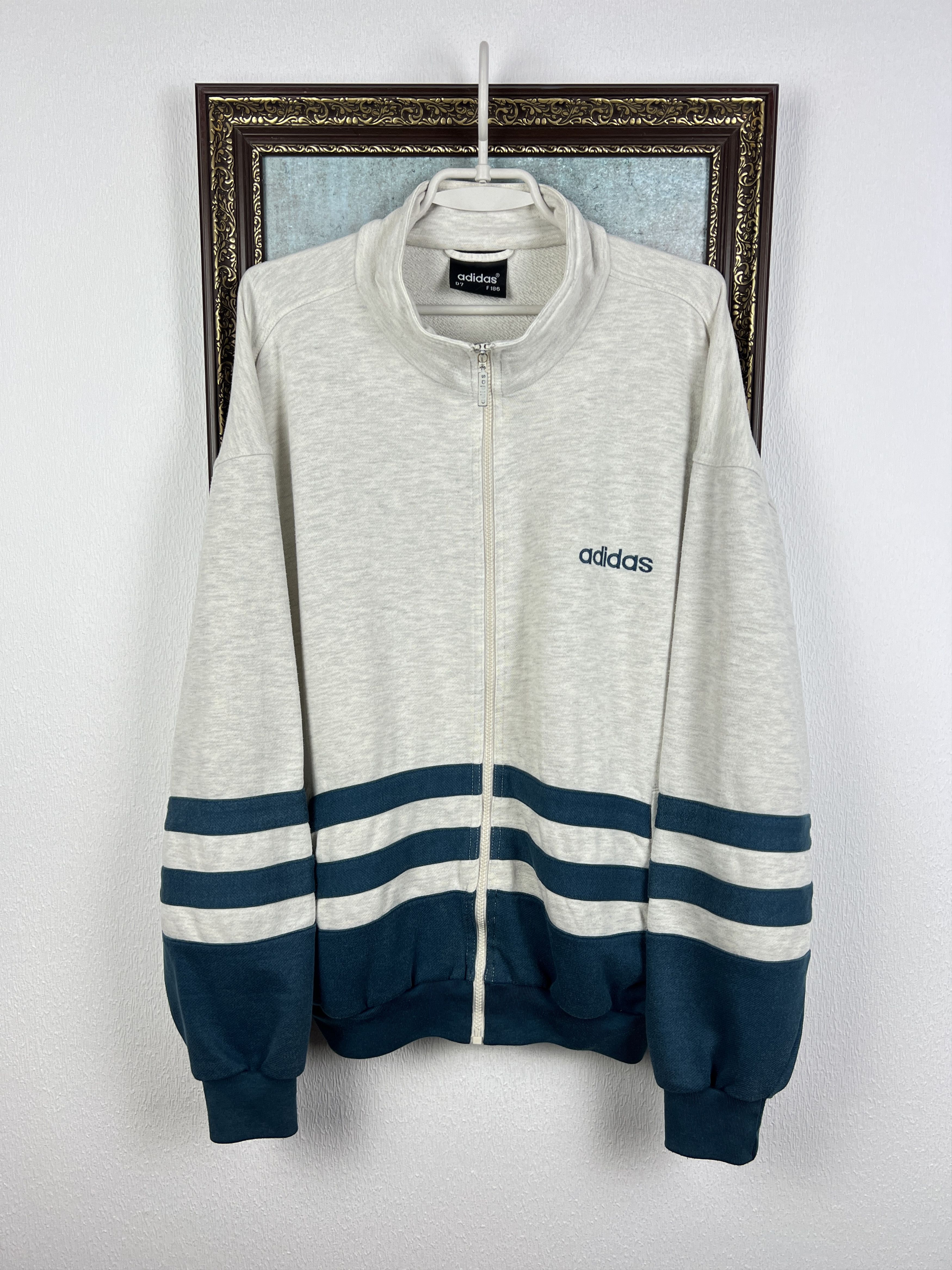 Adidas Vintage 90's Adidas Jacket White Sweater Track Top Zip Hype Size US L / EU 52-54 / 3 - 1 Thumbnail