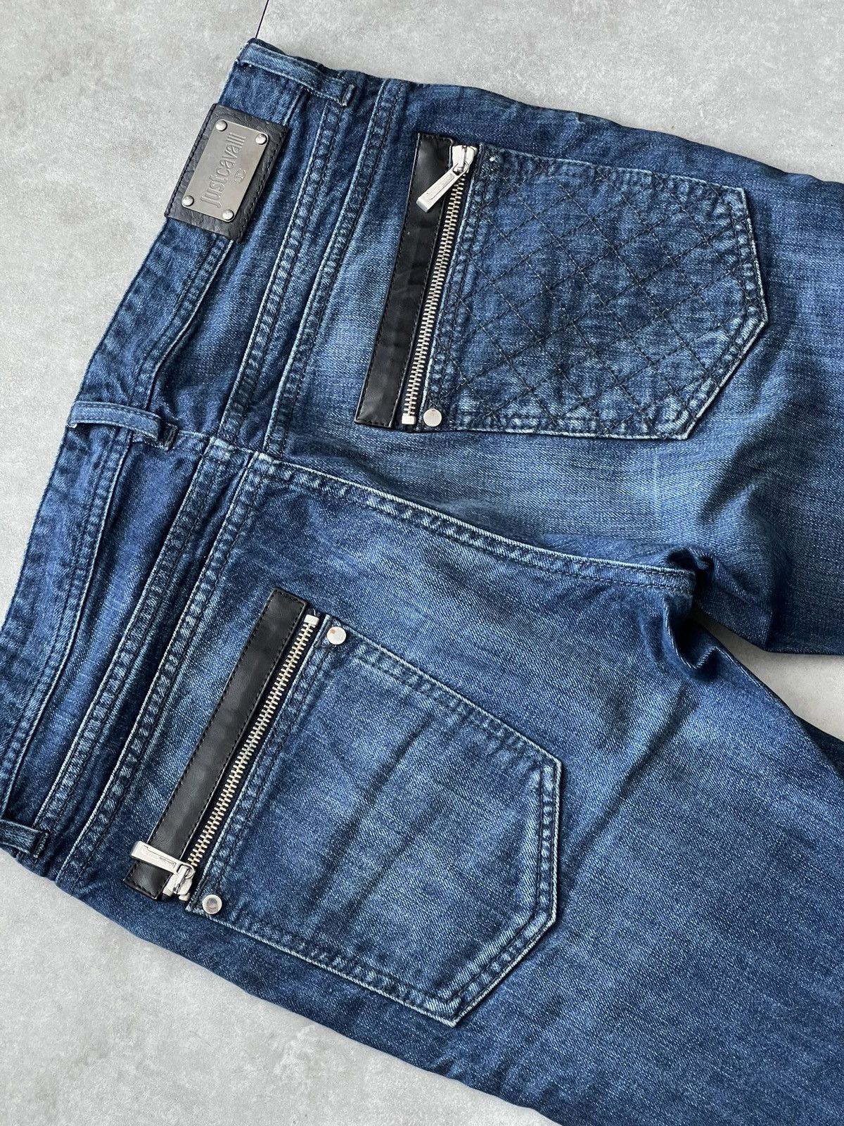 Just Cavalli Just Cavalli Men’s Blue Denim Biker Jeans Size US 31 - 4 Thumbnail