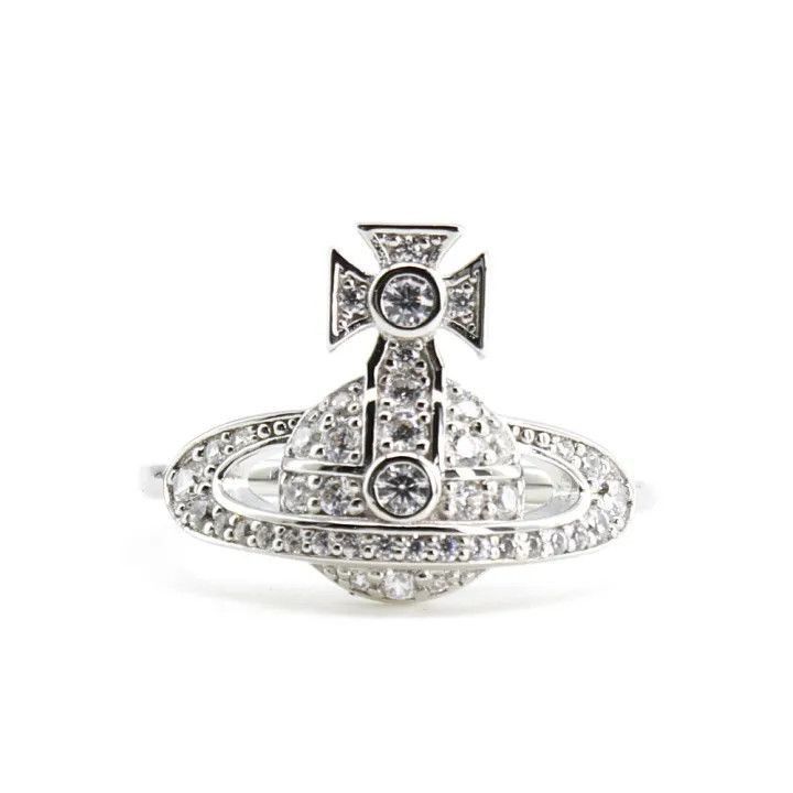Vivienne Westwood Vivienne Westwood Silver Crystal Saturn Ring Size ONE SIZE - 6 Thumbnail