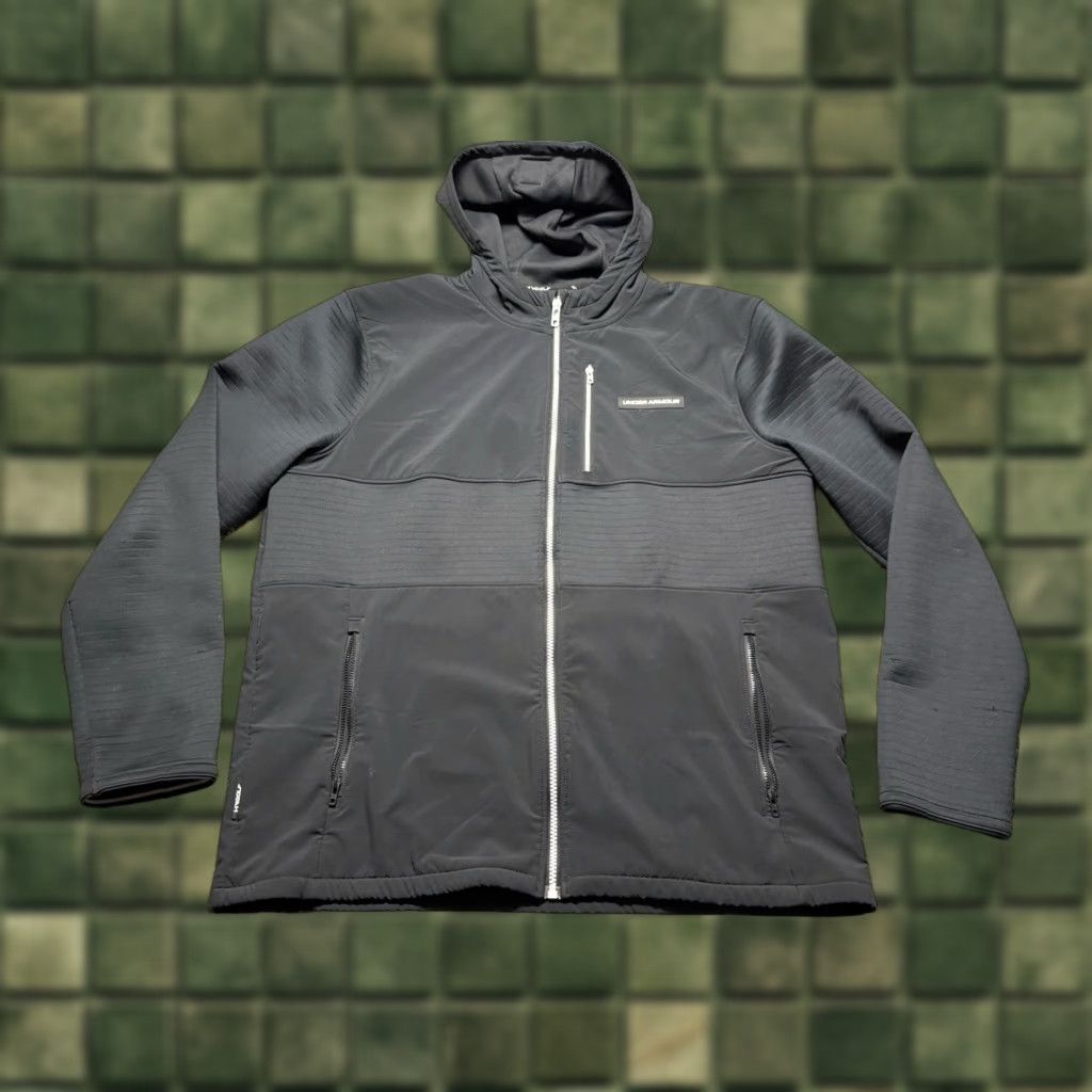 Under Armour Under Armour Storm Golf Jacket Mens XL Black Full Zip Quilted Hooded White Trim Size US XL / EU 56 / 4 - 1 Thumbnail