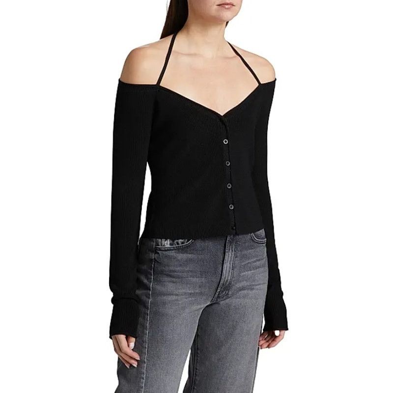 Good American Good American Women Black Off-the-Shoulder Halter Top Size M Size M / US 6-8 / IT 42-44 - 2 Thumbnail