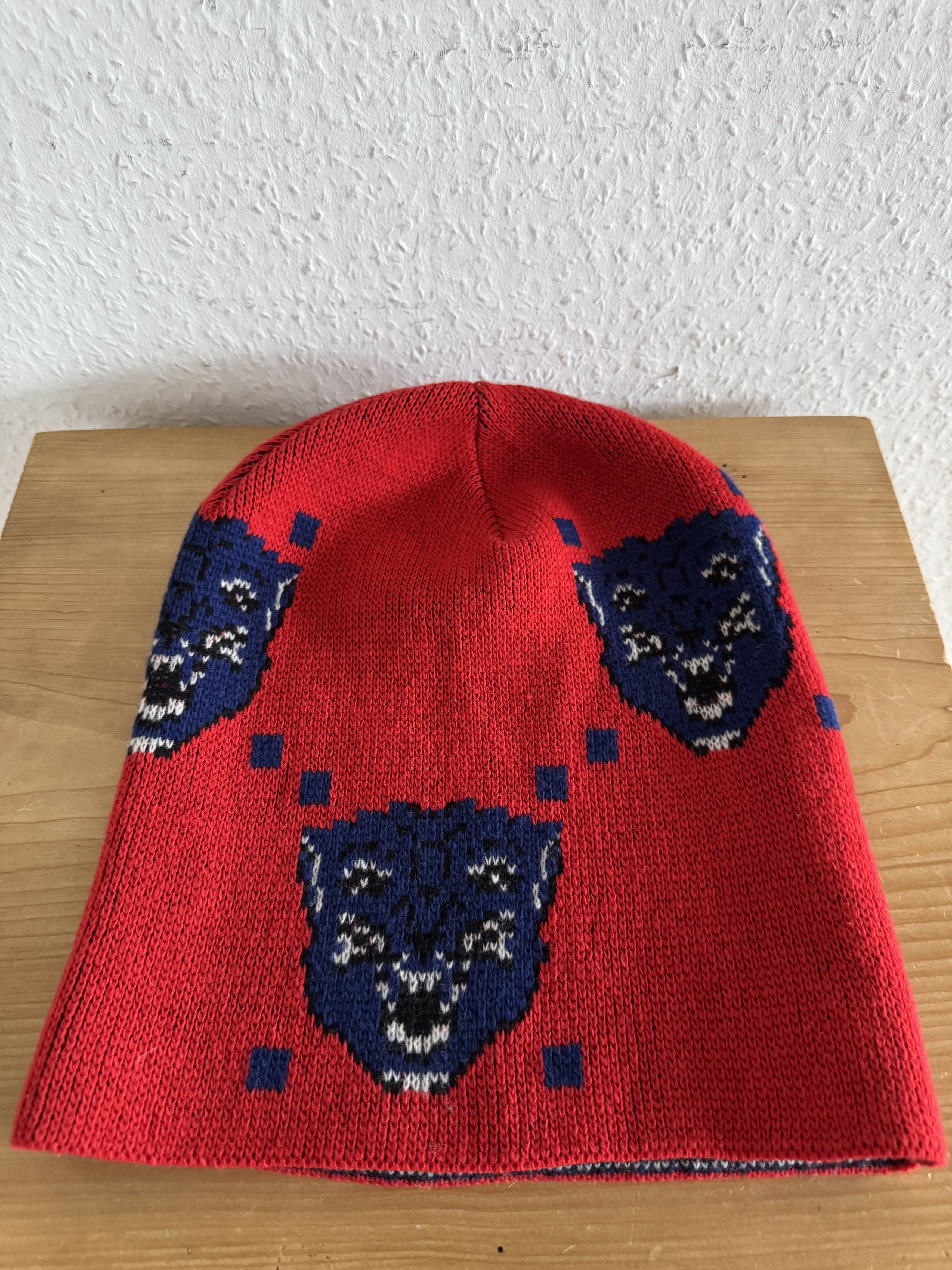 Gucci Red Angry Cat Jacquard Wool Beanie Size ONE SIZE - 2 Thumbnail