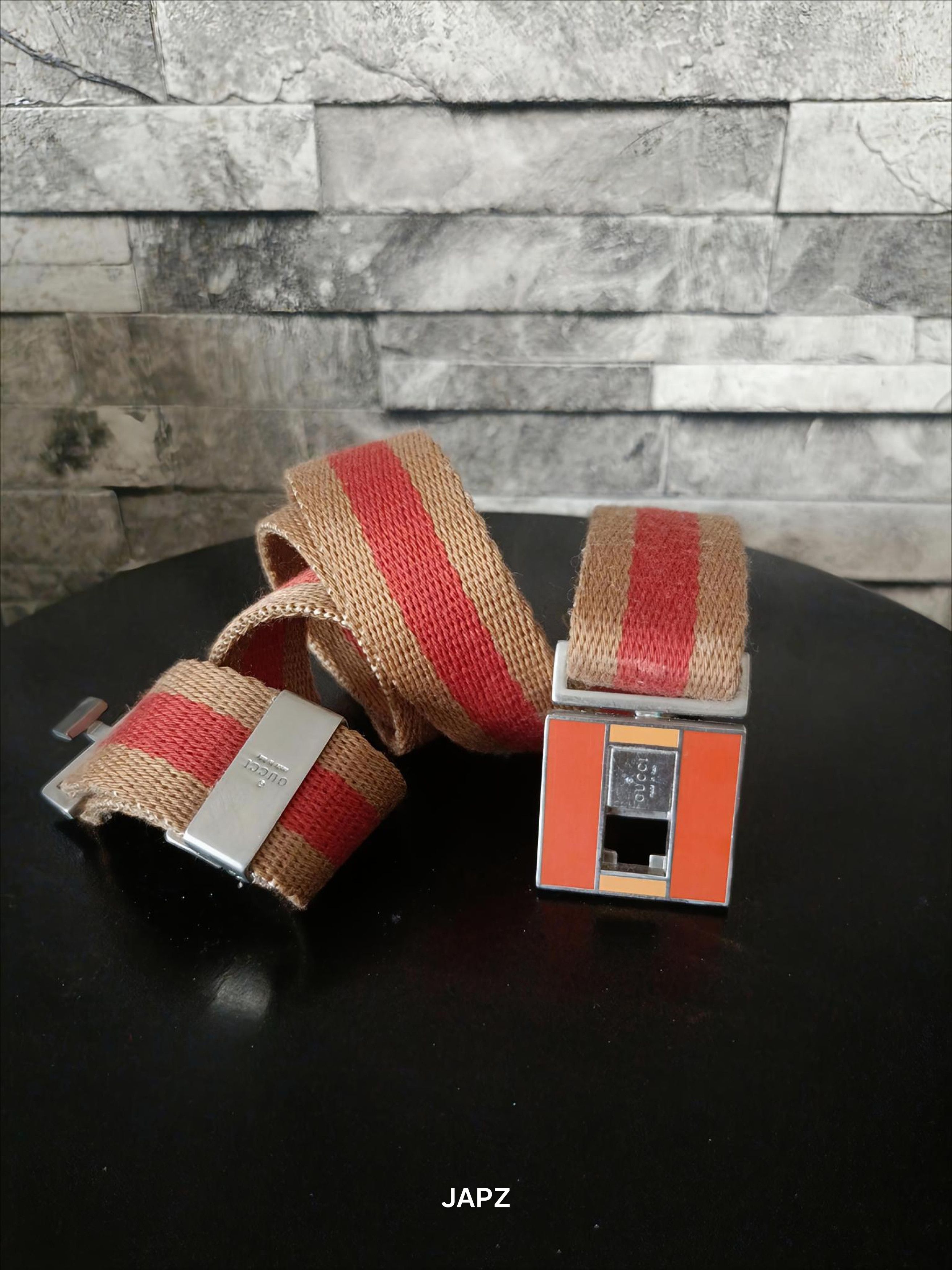 Gucci Vintage Gucci stripe interlocking canvas belt Size ONE SIZE - 1 Thumbnail