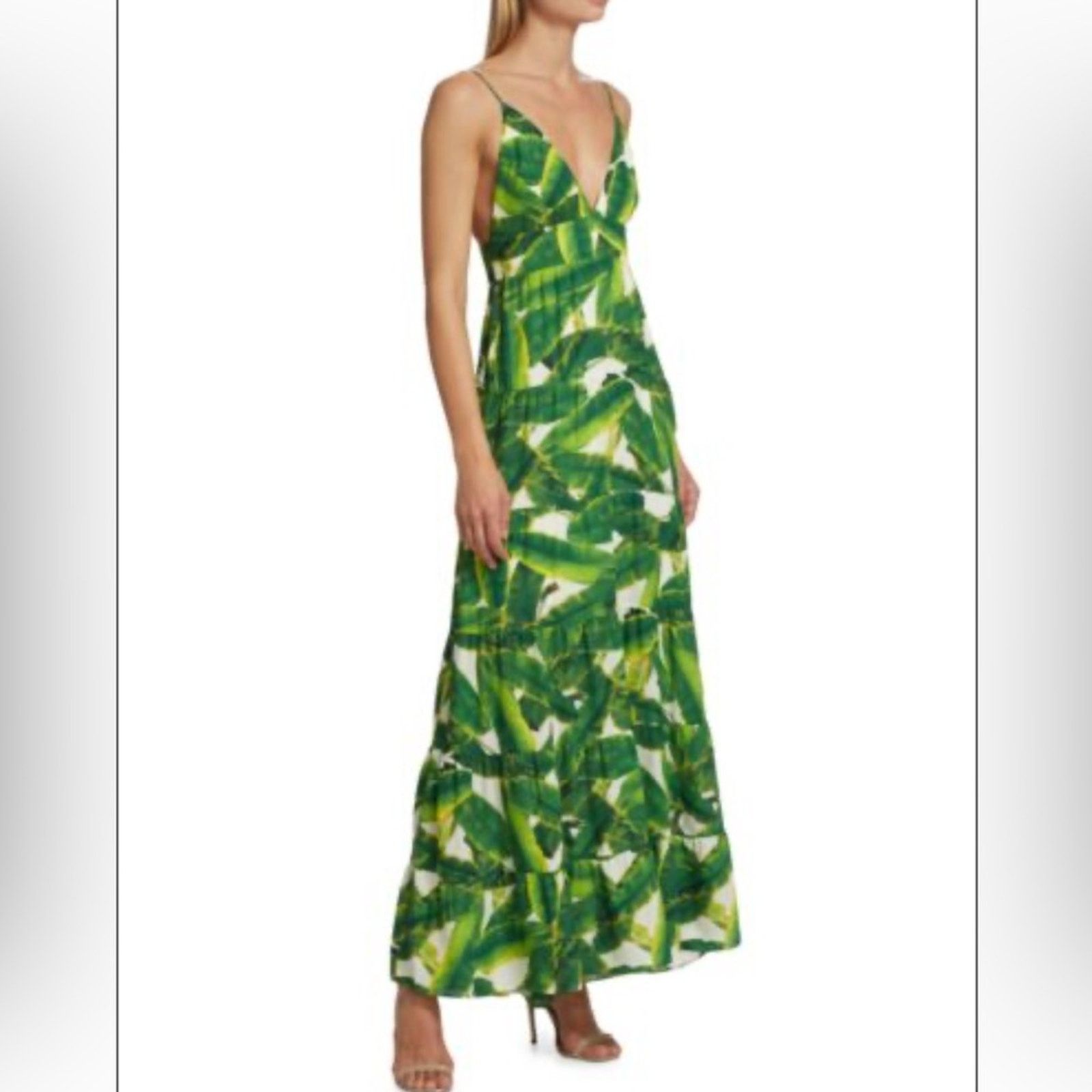 Alice + Olivia NWT Alice+Olivia Karolina Tie Back Maxi Dress Palm Off White Size M / US 6-8 / IT 42-44 - 3 Thumbnail