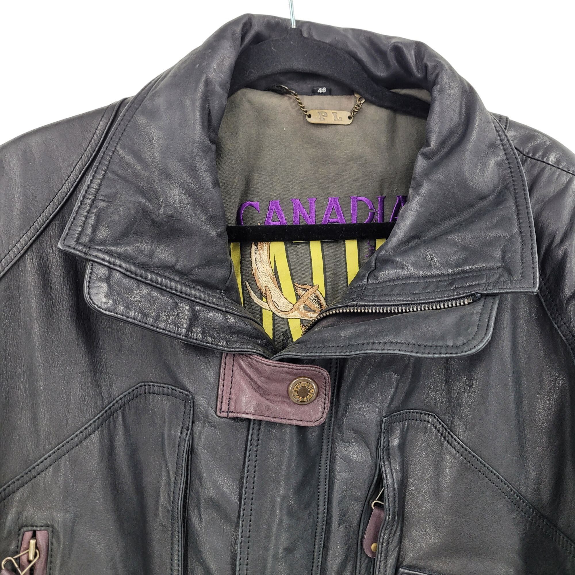 Vintage Vintage Genuine Leather Flight Jacket Mens 48 Black Detaile Size US XXL / EU 58 / 5 - 4 Thumbnail