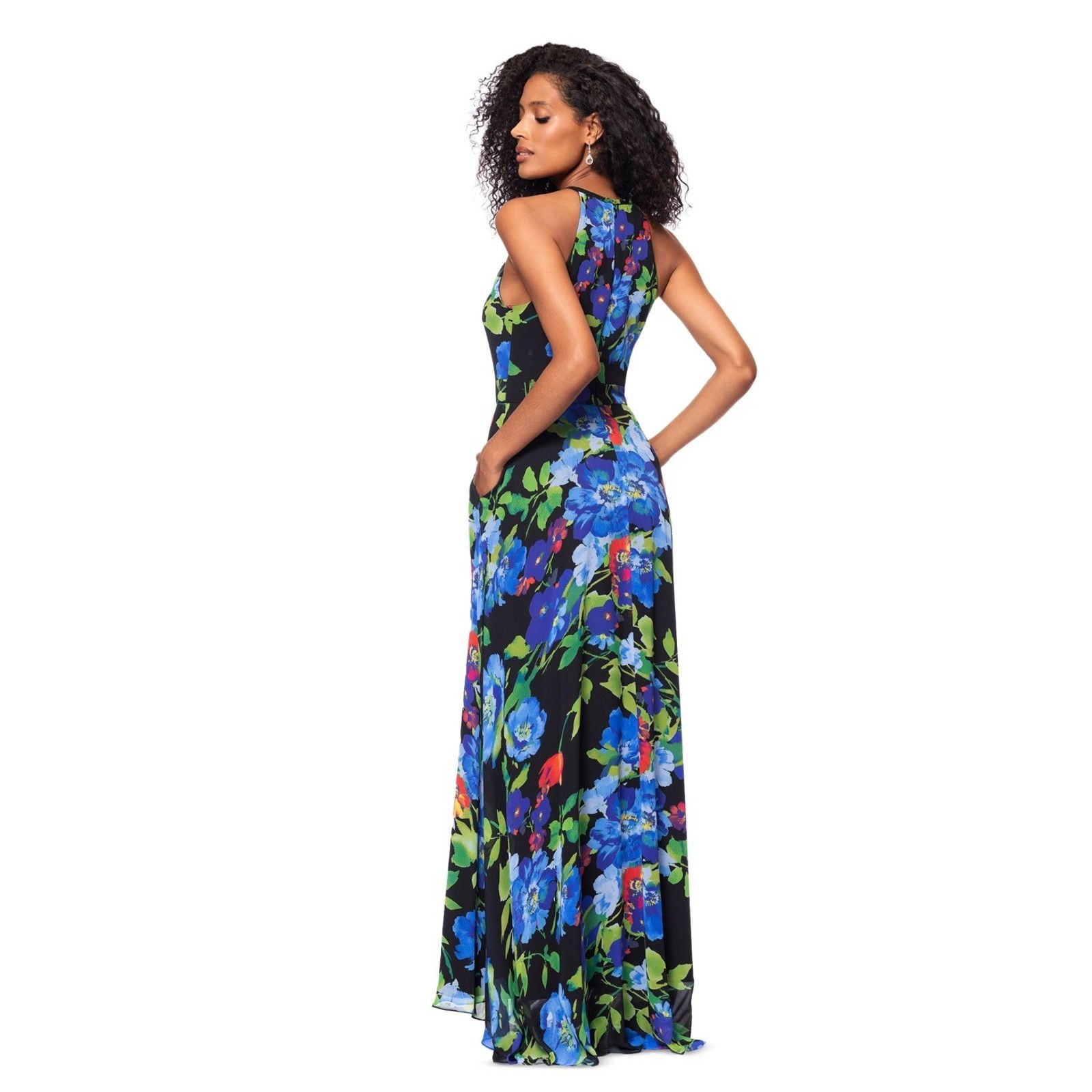 Other Betsy & Adam Printed Chiffon Halter-Neck Gown Multi, 6. Size M / US 6-8 / IT 42-44 - 4 Thumbnail
