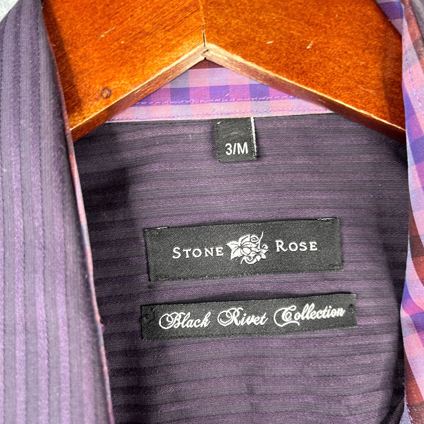Vintage Stone Rose Black Rivet Collection Shirt M Purple Stiped Button Up Long Sleeve Size US M / EU 48-50 / 2 - 6 Thumbnail