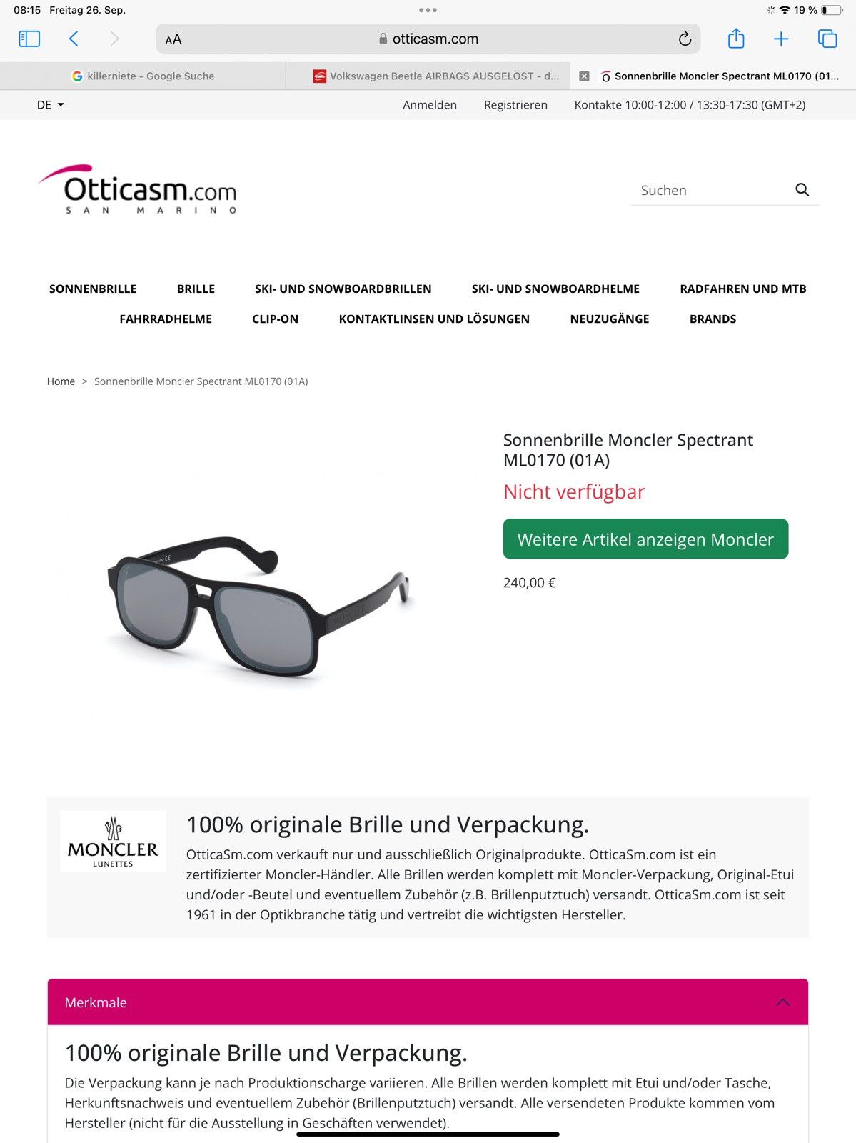 Moncler Moncler Spectrant ML0170 (01A) BLACK shades sunglasses Size ONE SIZE - 10 Thumbnail