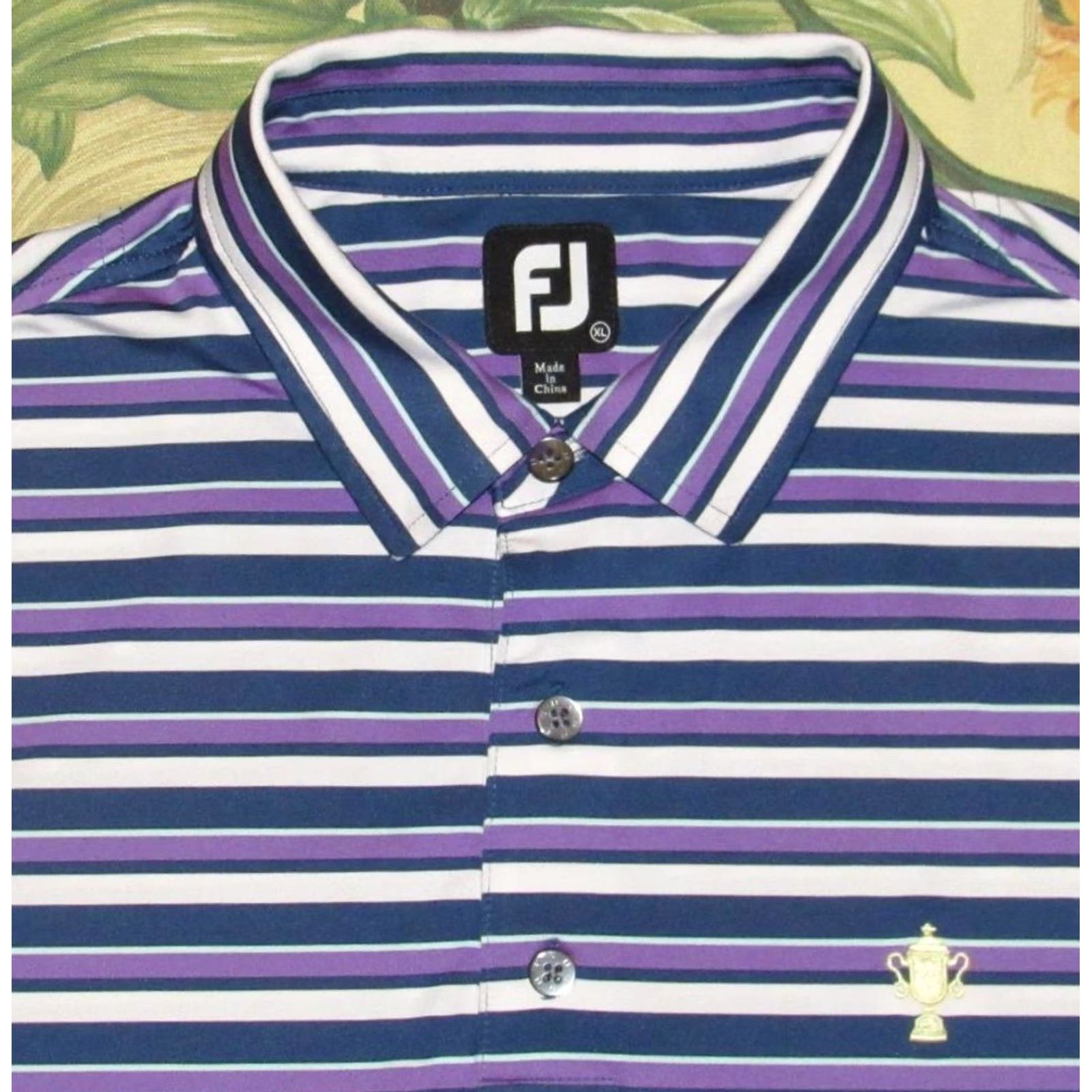 Footjoy FOOTJOY Polo Shirt XL Blue Purple Short Sleeve Golf Trophy Logo Mens Size US XL / EU 56 / 4 - 2 Thumbnail