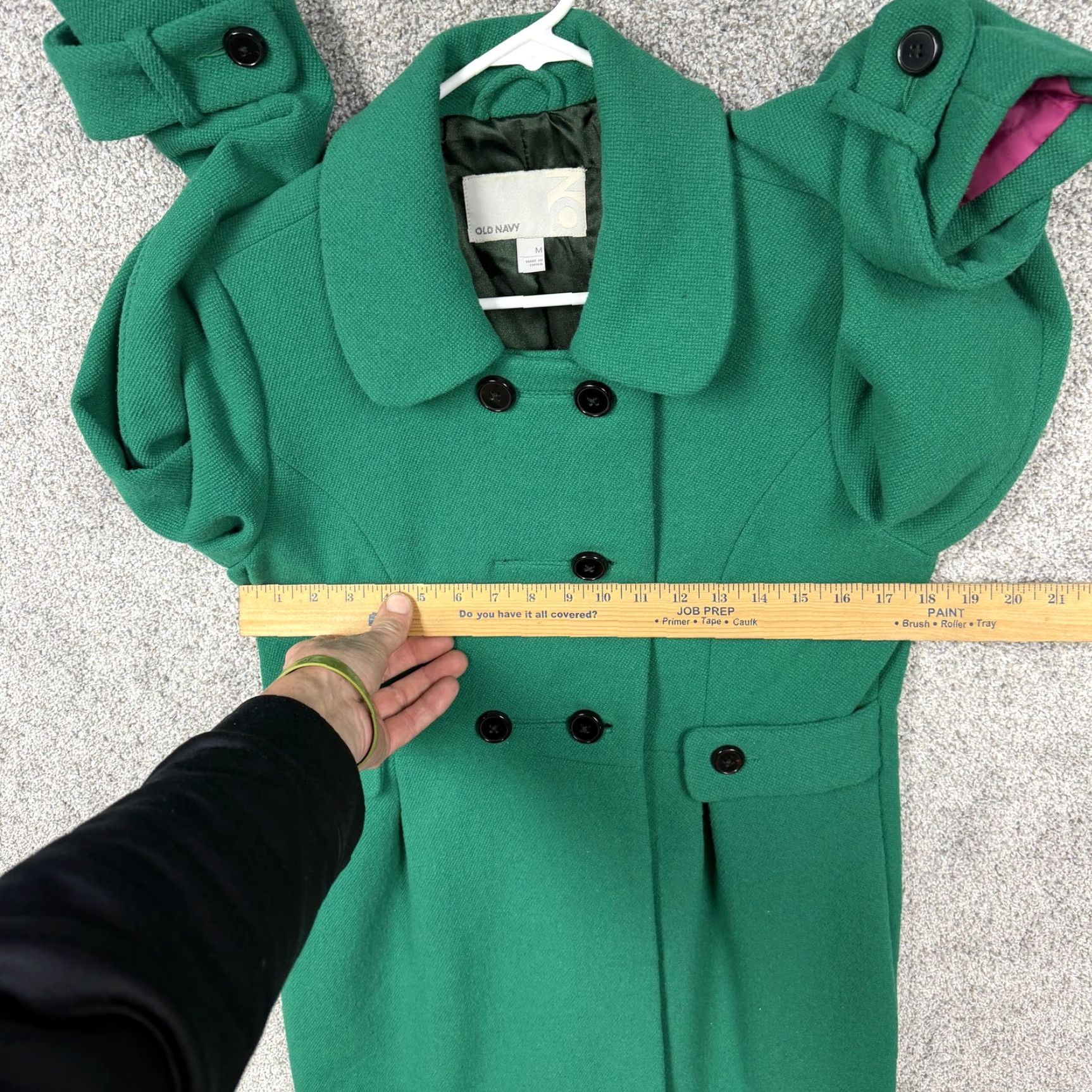 Old Navy Old Navy Peacoat Womens M Green Wool Blend Pleated Mod Dark Academia Twee Y2K Size M / US 6-8 / IT 42-44 - 3 Thumbnail