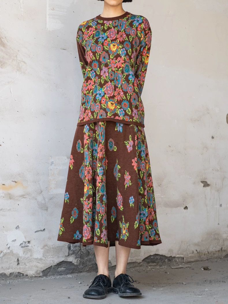 Kenzo KENZO Brown floral knit set Size M / US 6-8 / IT 42-44 - 2 Thumbnail