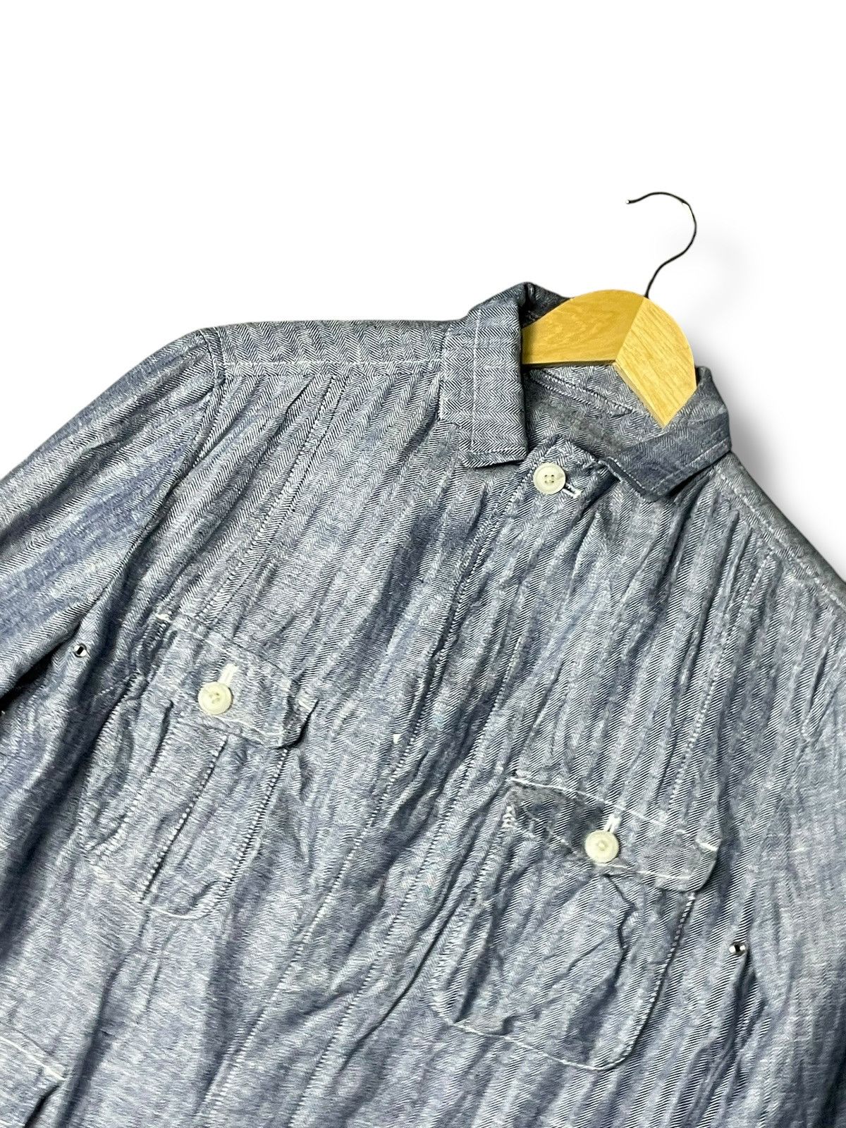 Japanese Brand × Takeo Kikuchi × Vintage Takeo Kikuchi Linen Denim Button Up Shirt (82) Size US XXS / EU 40 - 2 Thumbnail