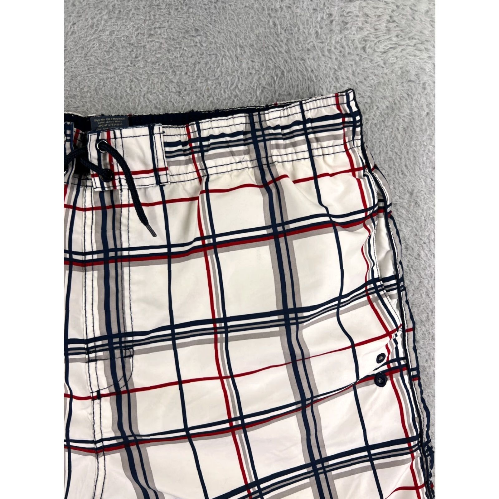 Faded Glory Faded Glory Mens Board Shorts Swim Trunks Medium White Gray Plaid Beach Surf Pants Mens Size US 31 - 7 Thumbnail