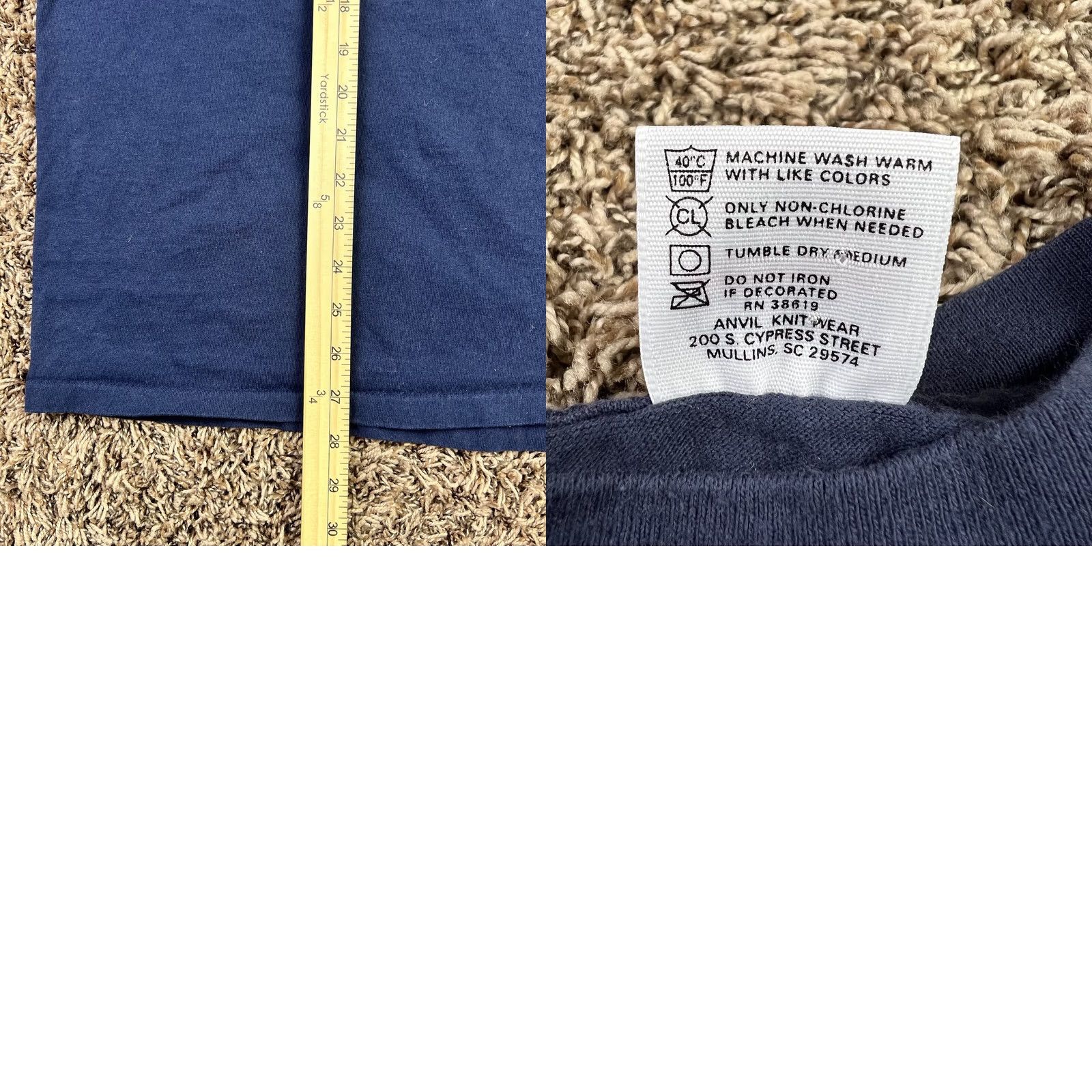 Anvil VINTAGE San Juan Puerto Rico T-Shirt XL Selvedge Pocket Single Stitch 90s Anvil Crew Neck Blue 100% Cotton USA Men Size US XL / EU 56 / 4 - 8 Thumbnail
