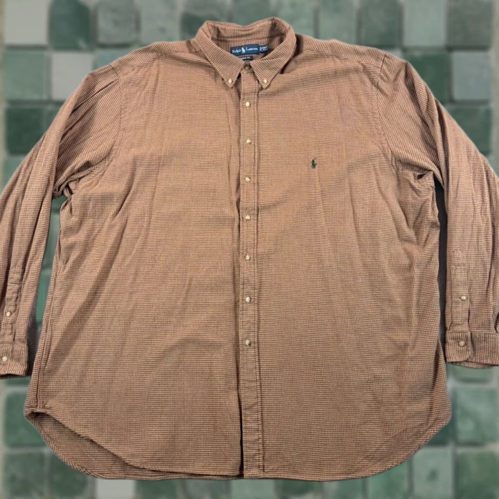 Polo Ralph Lauren Polo Ralph Lauren Shirt Men 4XLT Tall Brown Houndstooth Classic Fit Pony Prep Size US XXL / EU 58 / 5 - 1 Thumbnail