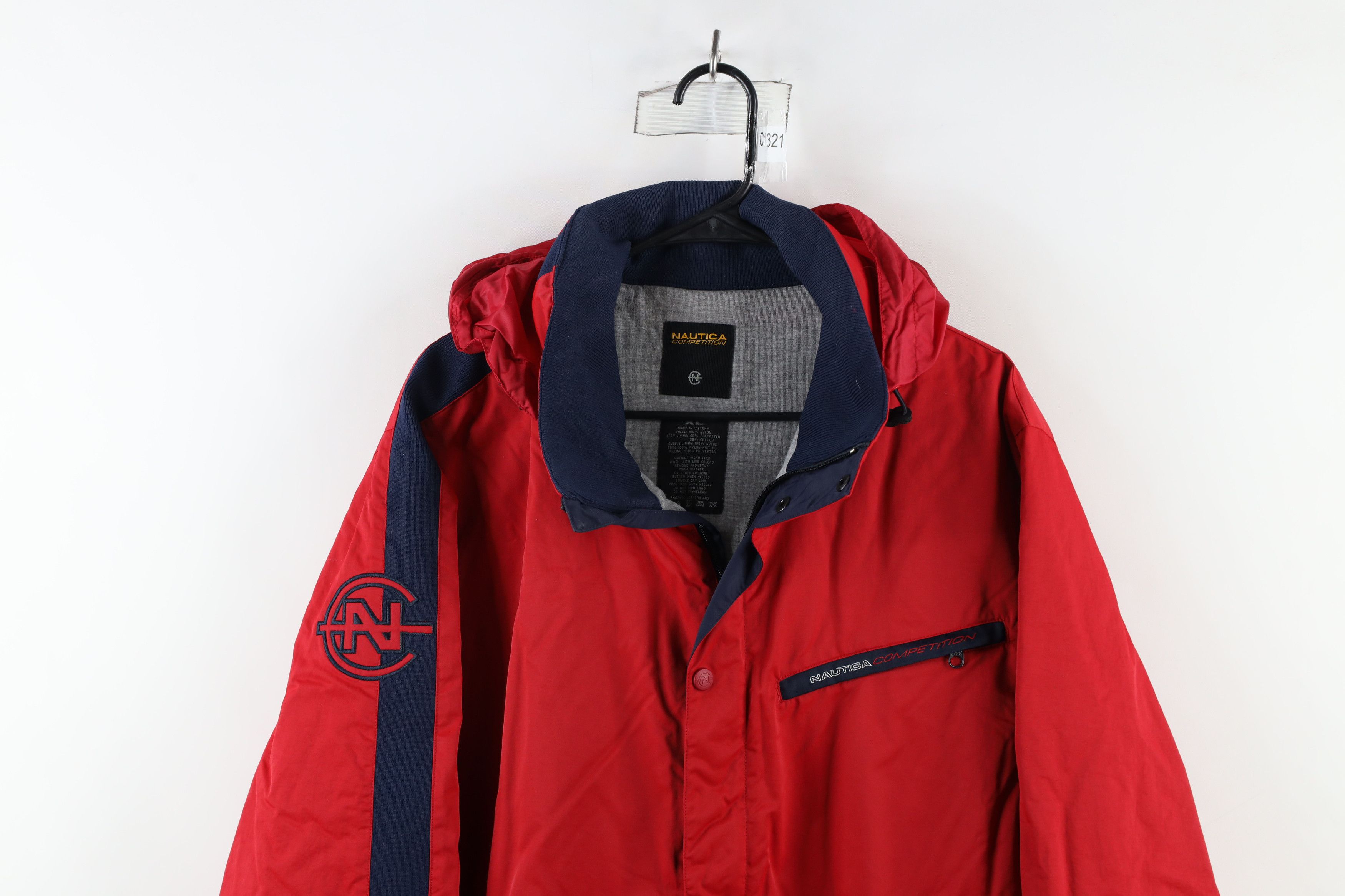 Vintage 90's Nautica Competition Men's Size L Fleece Lined store Hooded Nylon Jacket