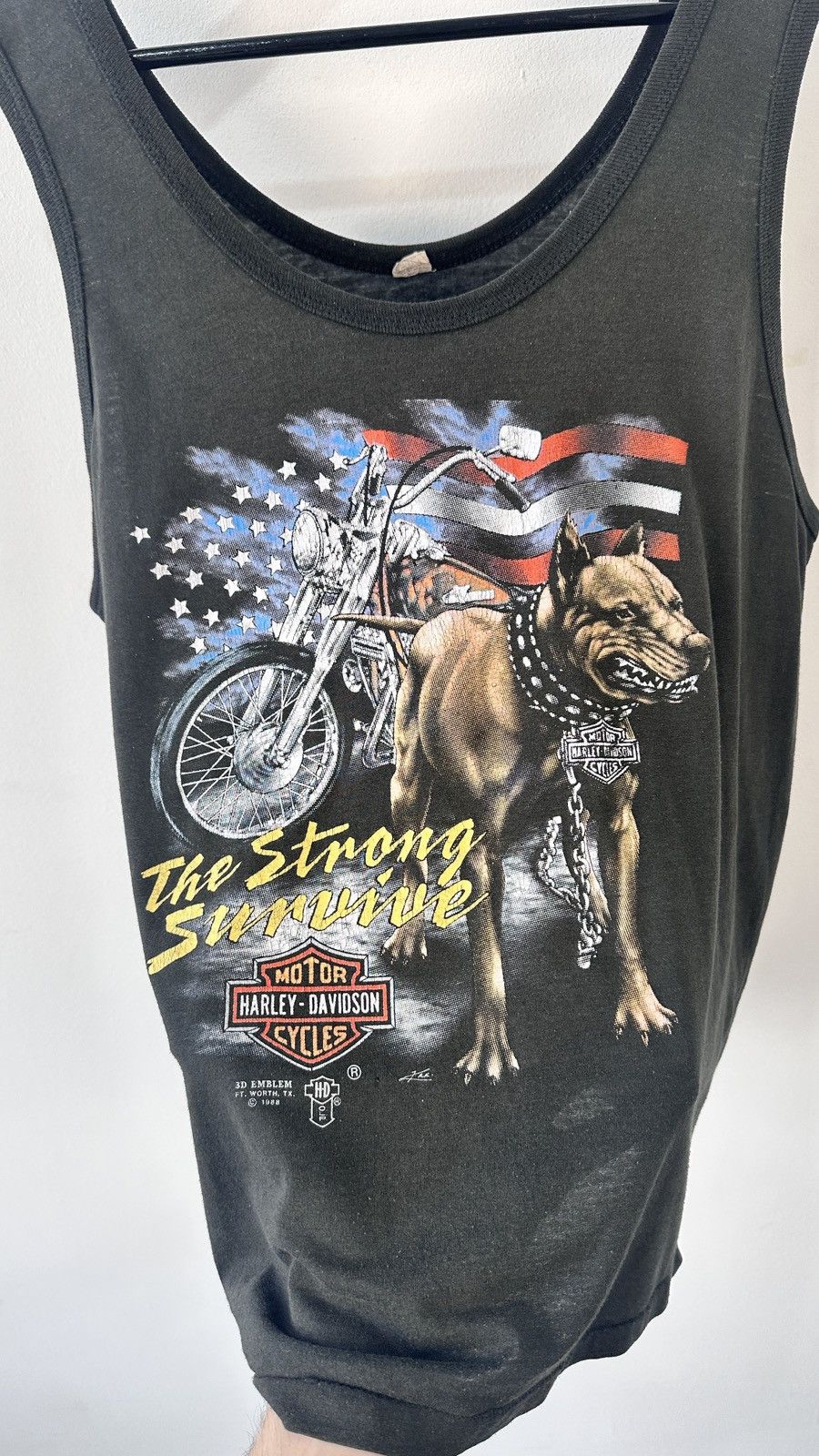 Harley Davidson Vtg 1988 Harley Davidson 3D Emblem Pitbull Tank Top Faded Size US M / EU 48-50 / 2 - 5 Thumbnail