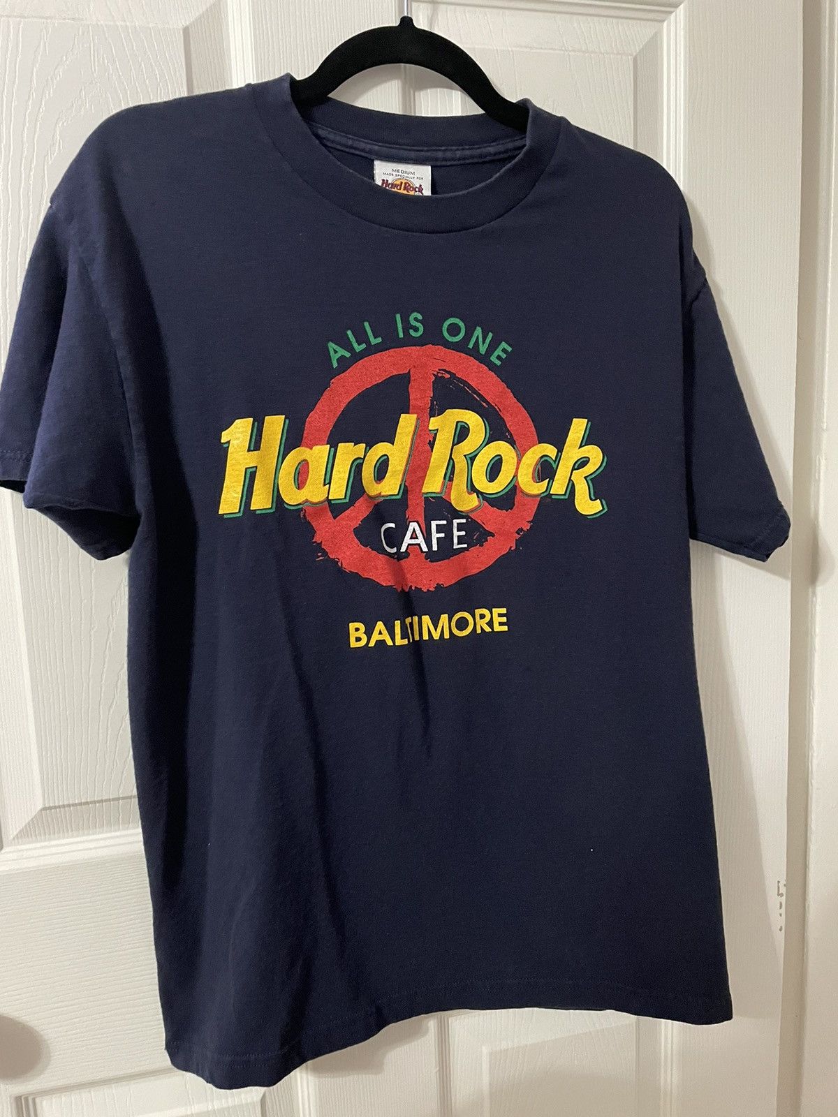 Hard Rock Cafe × Vintage Vintage Dark Navy 90s Hard Rock Cafe Baltimore Peace Sz M Size US M / EU 48-50 / 2 - 1 Thumbnail