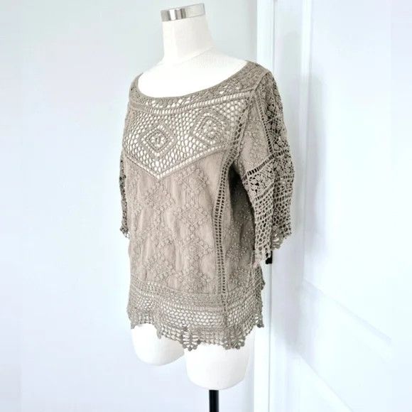 Other Democracy Embroidered Crochet Short Sleeve Top NWOT Size S / US 4 / IT 40 - 3 Thumbnail