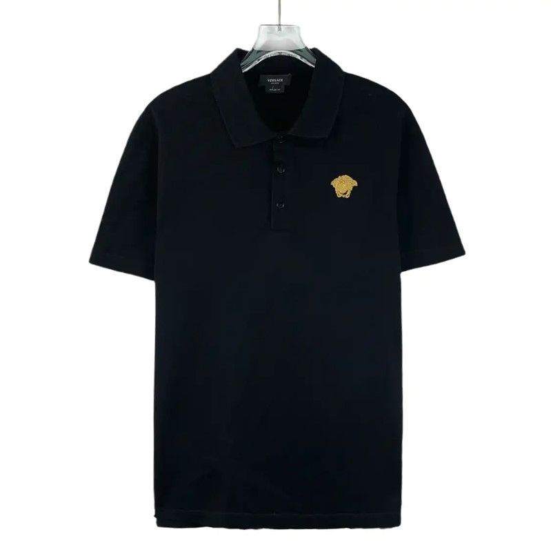 Versace Versace Black Cotton Men's Polo Shirt 0089 Size US M / EU 48-50 / 2 - 1 Thumbnail