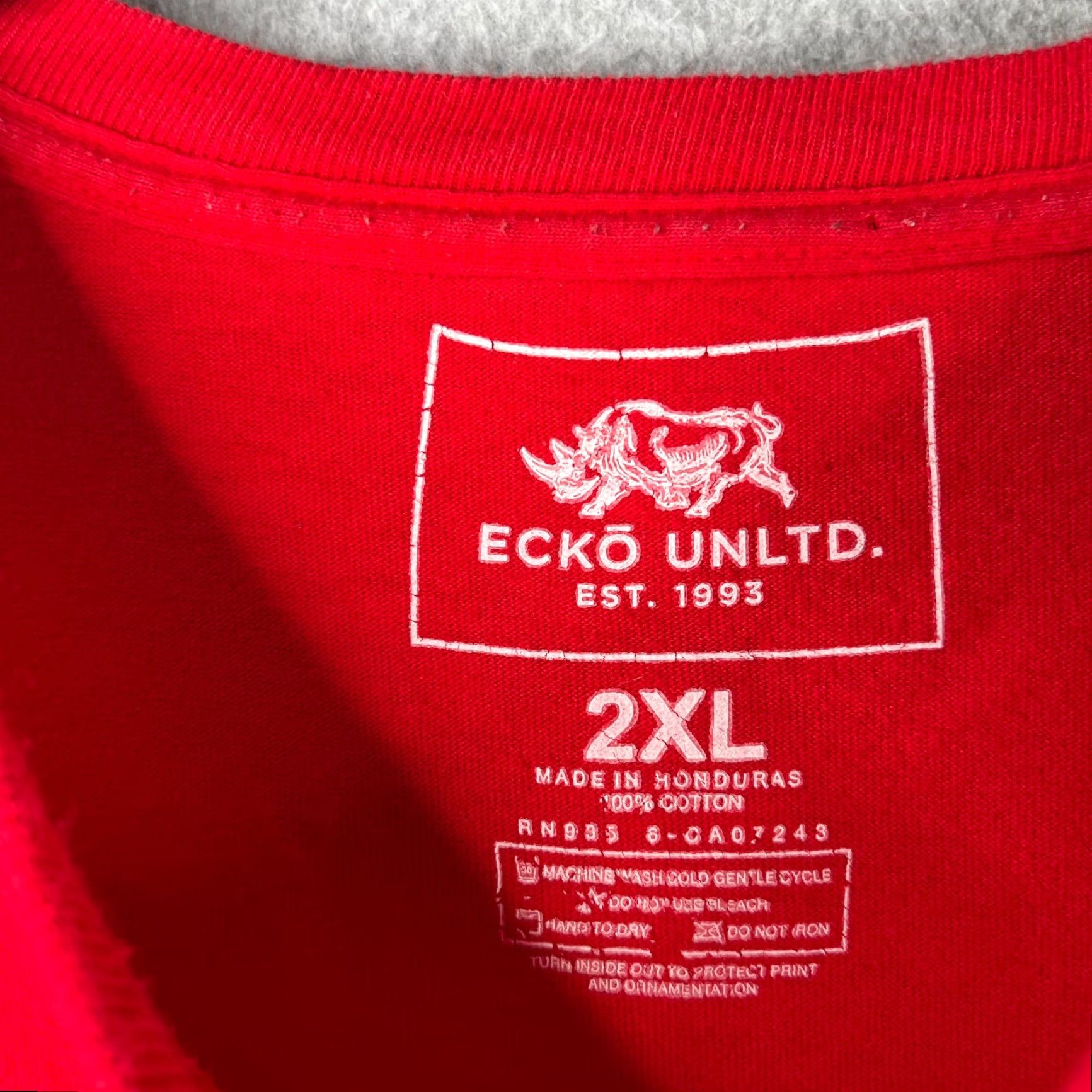 Ecko Unltd. Ecko Untld T-Shirt 2XL Red Rhino Graphic Print Hip Hop Y2K Street Wear Men Shirt Vintage No 2000-2009 Size US XXL / EU 58 / 5 - 3 Thumbnail