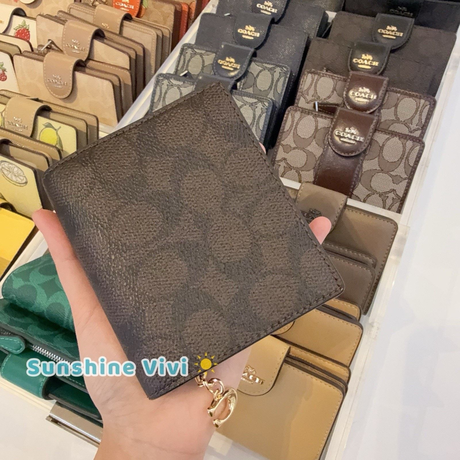 Coach NWT Coach Snap Wallet CW789 Gold/Walnut/Black w/C Charm Size ONE SIZE - 4 Thumbnail