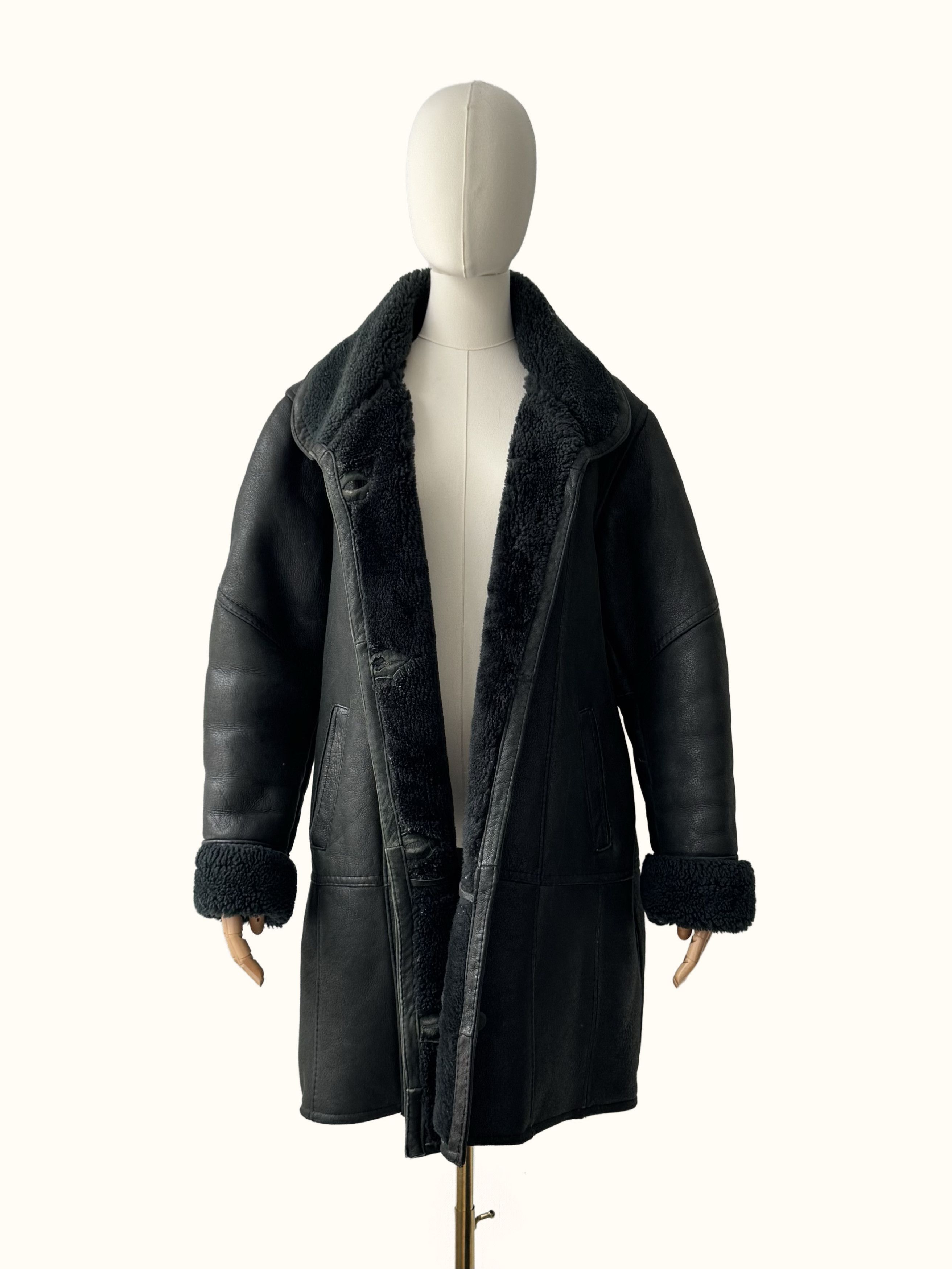 Vintage Vintage Real Sheepskin Coat (B250)D15E2 Size XL / US 12-14 / IT 48-50 - 3 Thumbnail