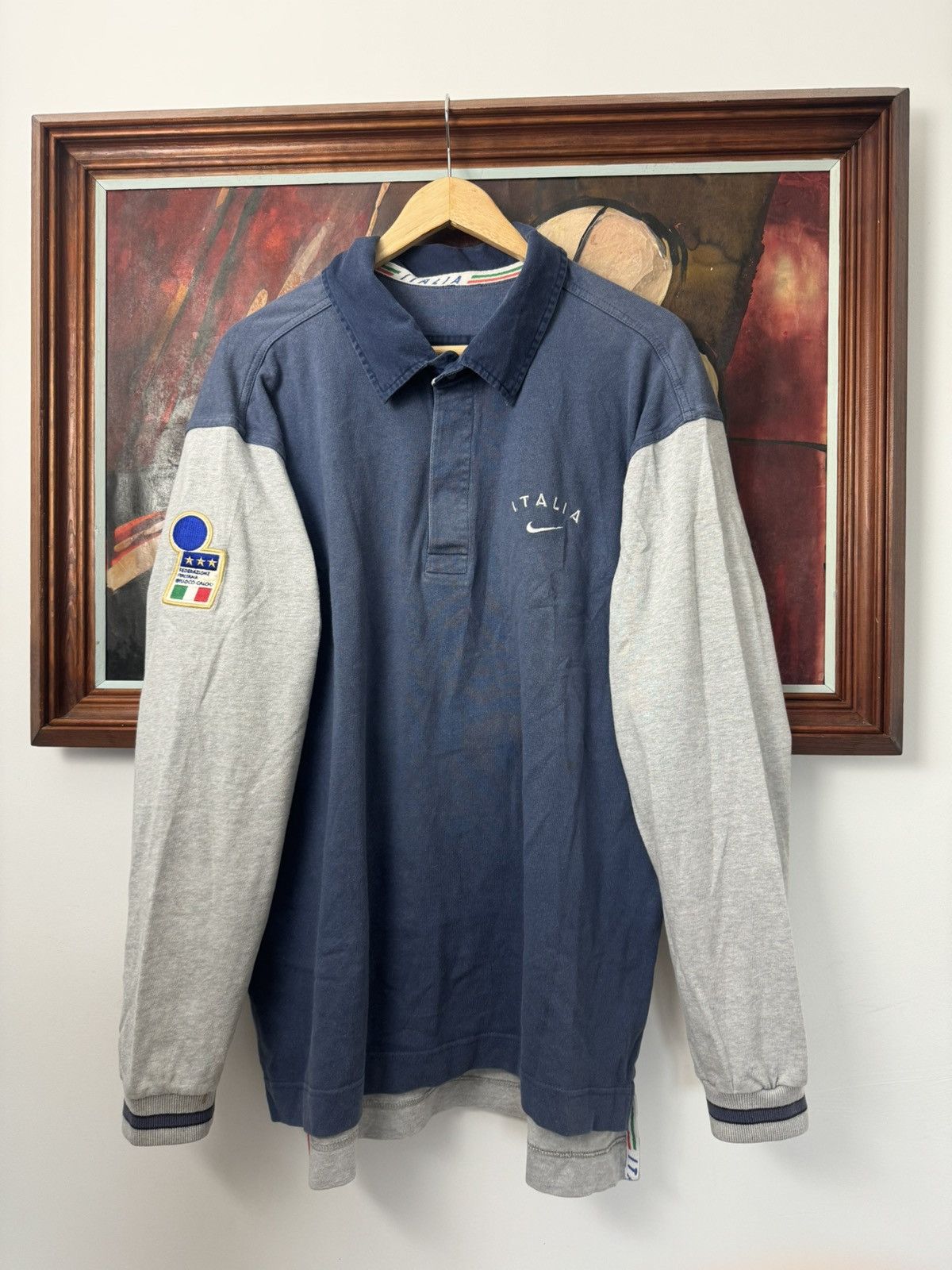 Vintage 90s Polo Rugby Nike Italy Italia Big Swoosh Hype