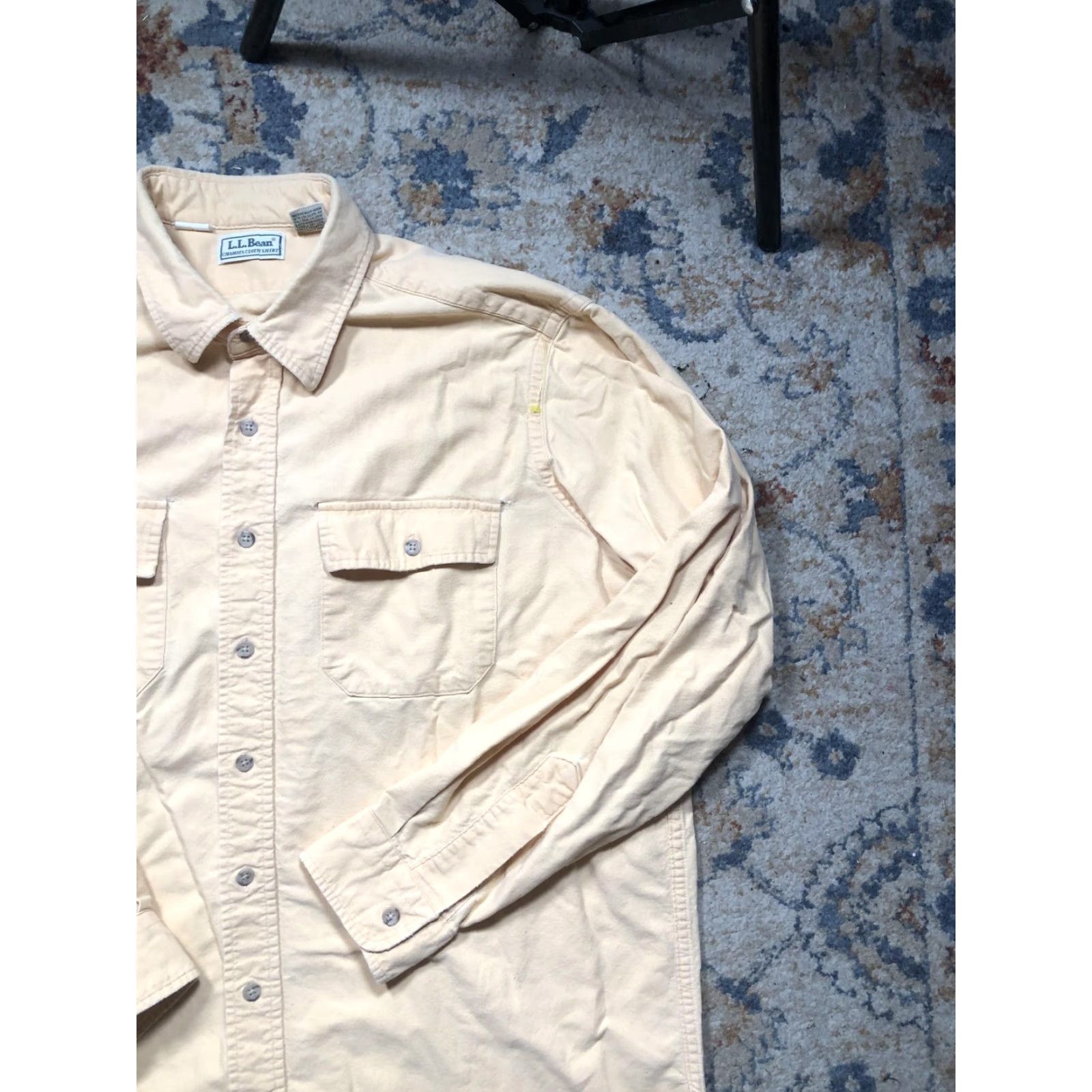 Vintage VINTAGE L.L.Bean Chamois Cloth Shirt Mens Tall XL Yellow Heavyweight 90s Button-Up Long Sleeve Size US XL / EU 56 / 4 - 4 Thumbnail