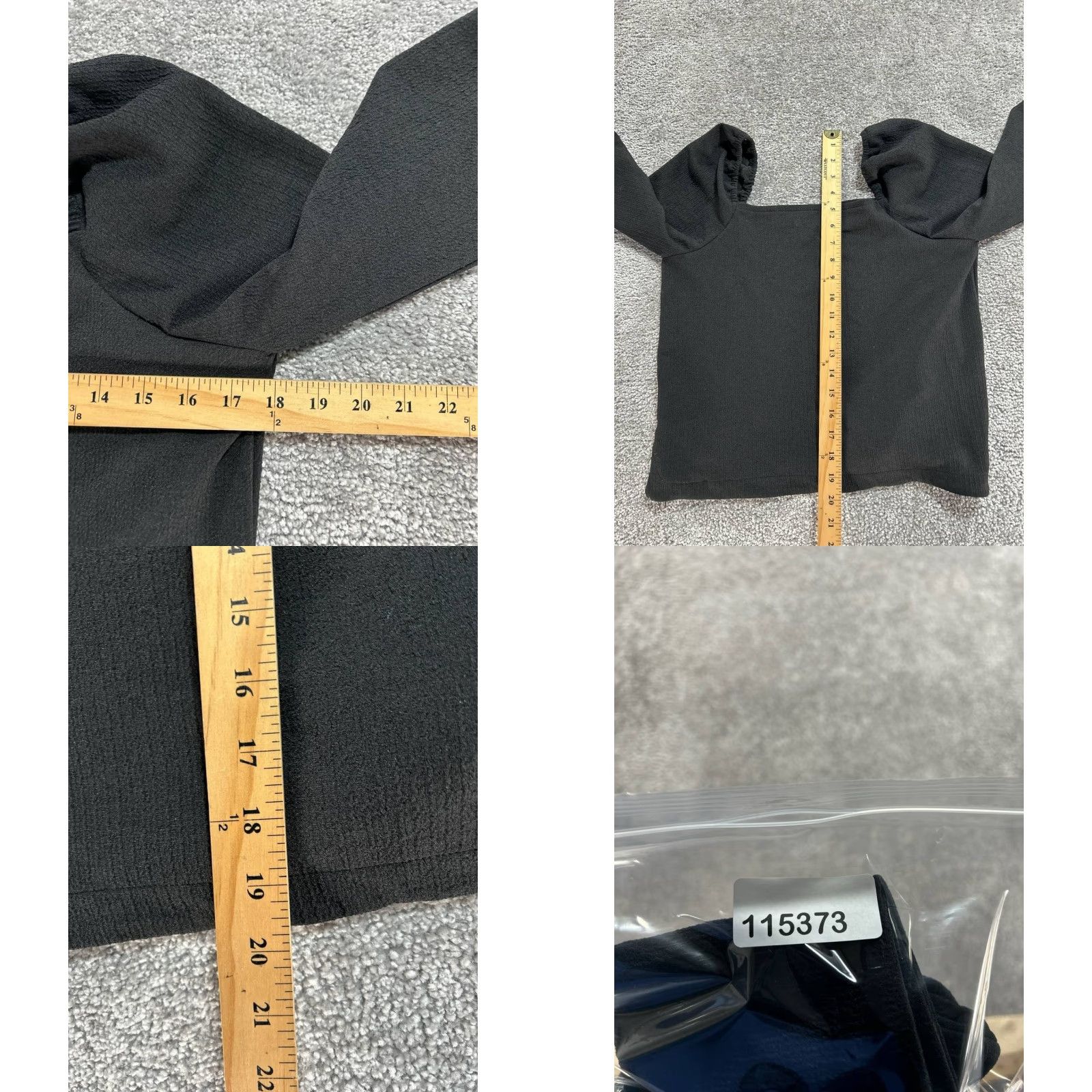 Madewell Madewell Blouse Shirt Womens Small Black Puff Sleeve Square Neck Stretch Easy Care Knit Polyester Size S / US 4 / IT 40 - 8 Thumbnail