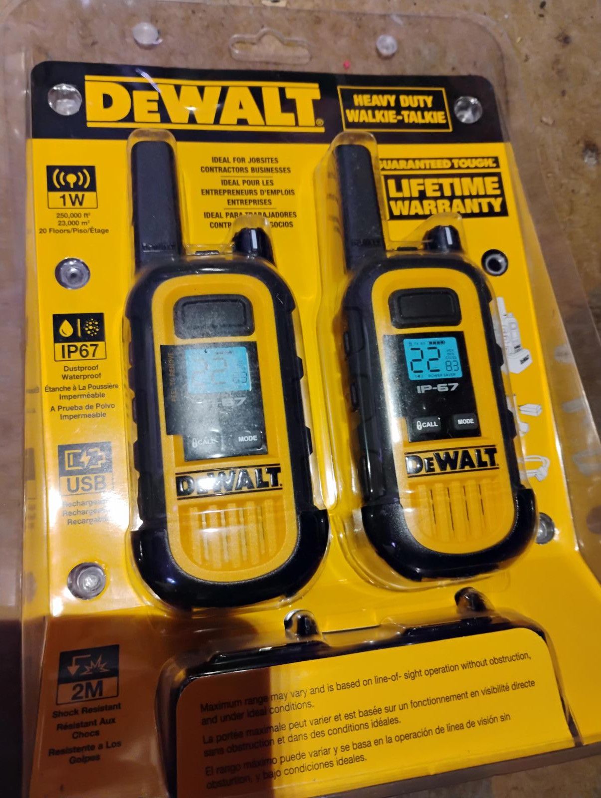 Designer DEWALT Heavy Duty Walkie Talkie - DXFRS300 Size ONE SIZE - 1 Thumbnail