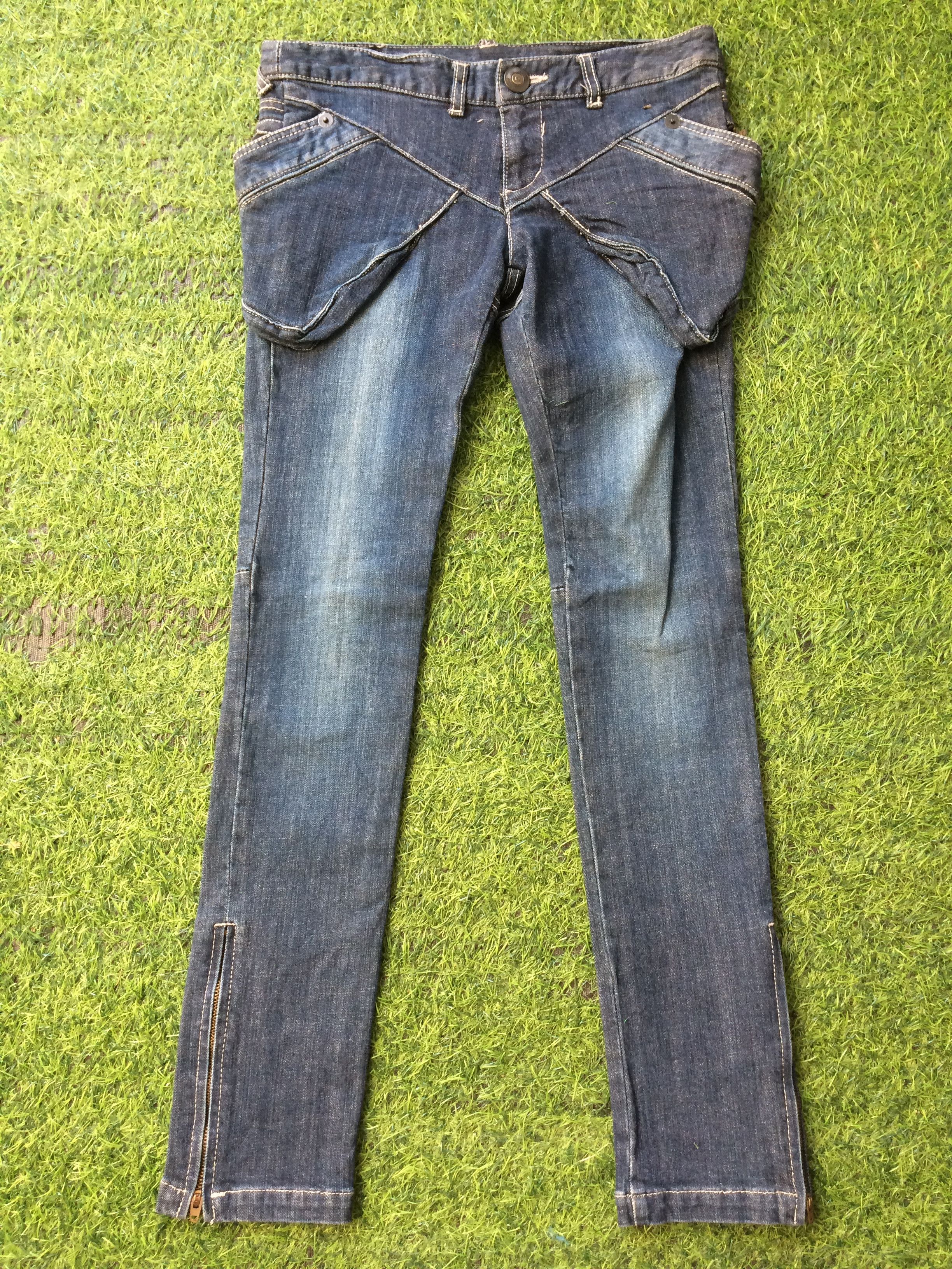 image of Biker Denim Japanese Skinny Ankle Zipper Jeans D-602 in Blue Denim, Women's (Size 25)