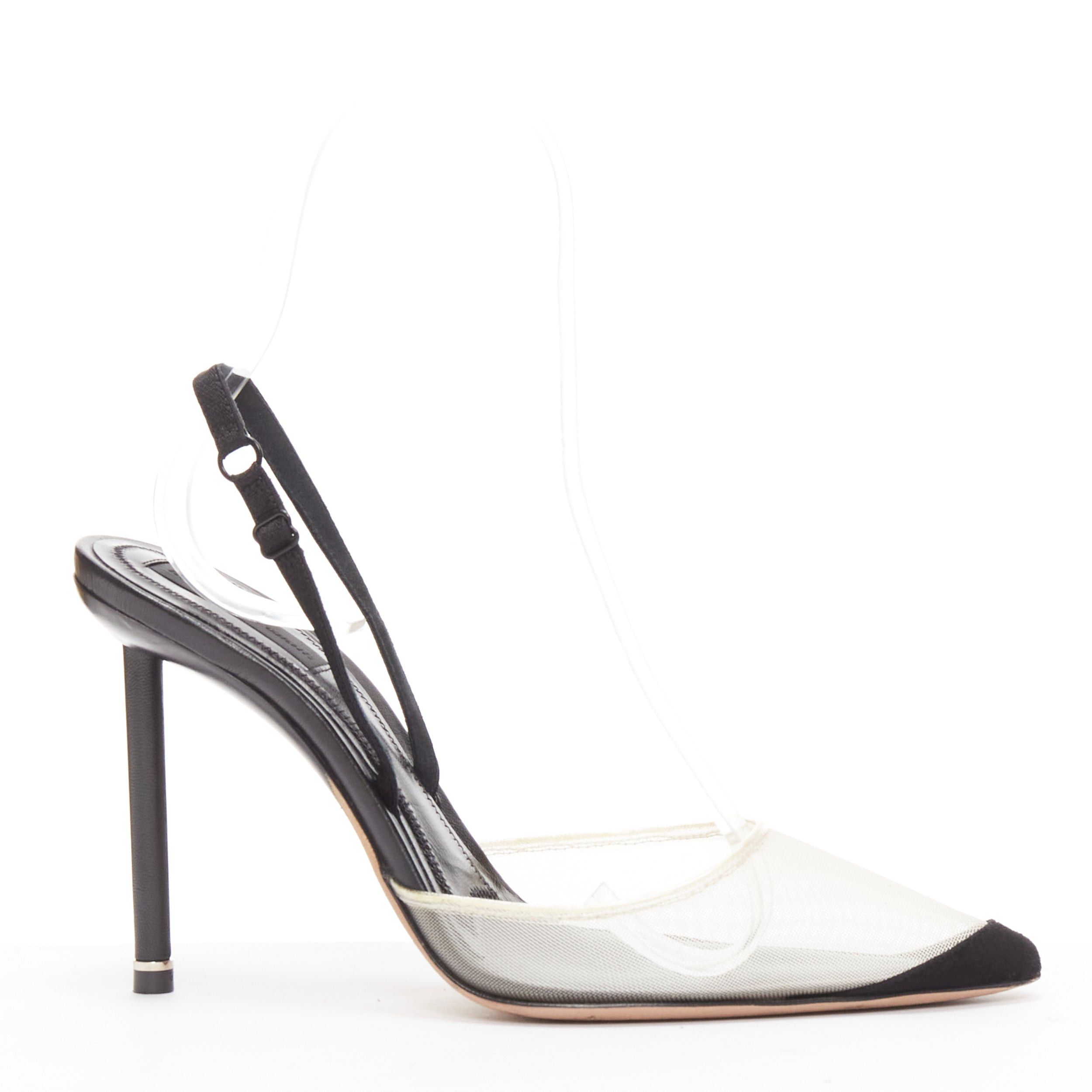 Alexander Wang ALEXANDER WANG Alix nude mesh black fabric strap slingback pumps EU36 Size US 6 / IT 36 - 1 Thumbnail
