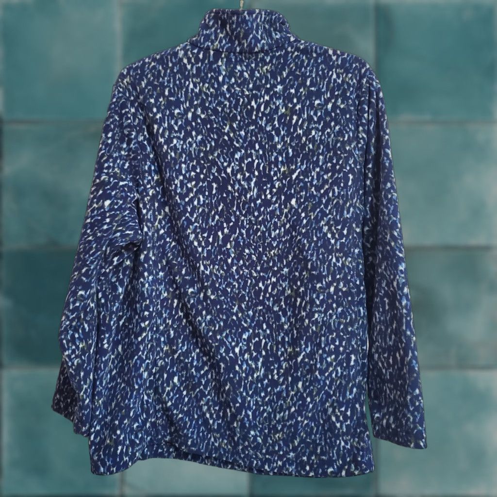 Lands' End VINTAGE Lands' End Fleece Pullover Womens Plus 1X Blue White Print 1/4 Zip Outdoors Size XL / US 12-14 / IT 48-50 - 1 Thumbnail
