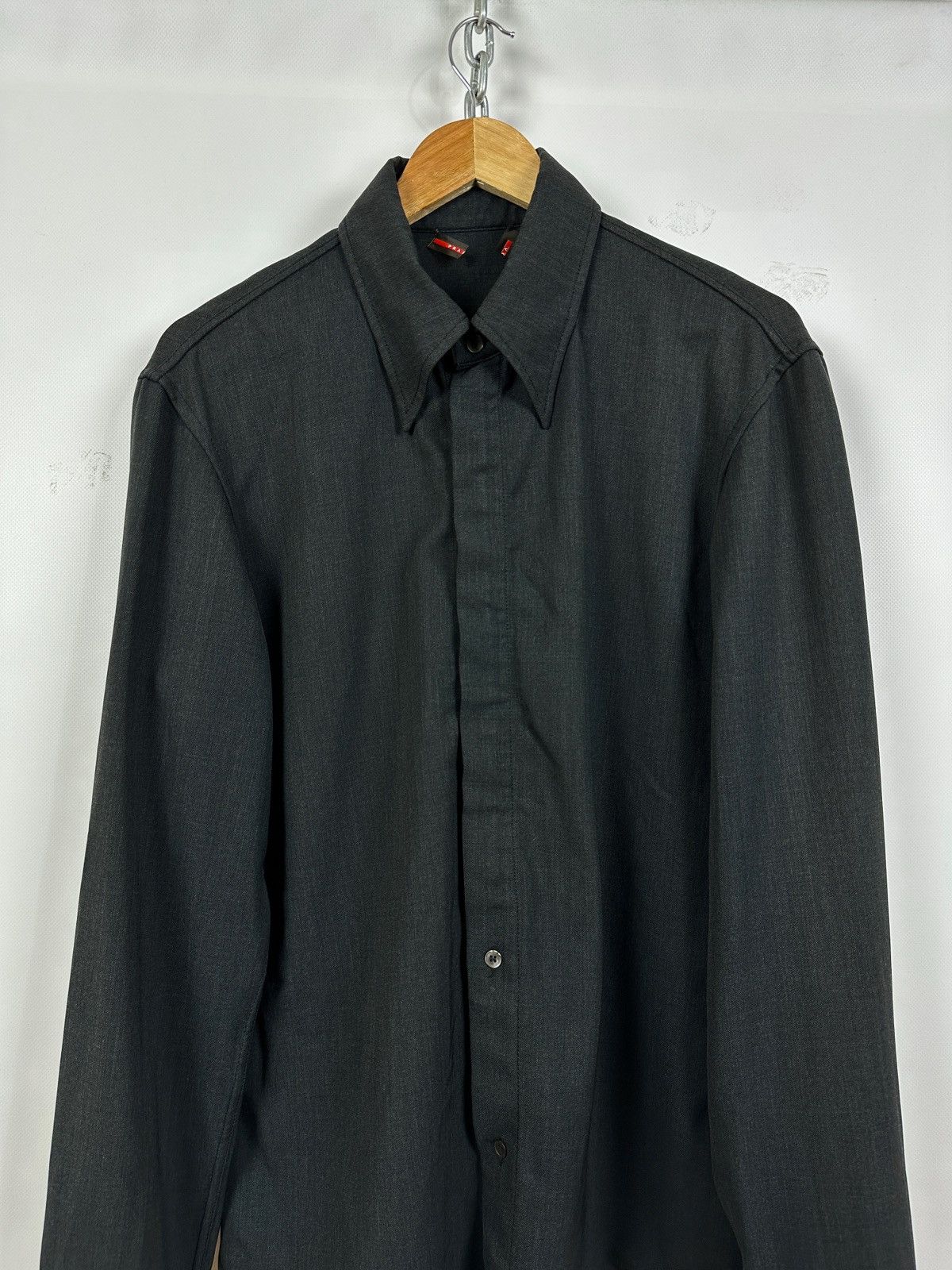 Prada Vintage Prada Technical Zip/Button Wool Shirt Size US L / EU 52-54 / 3 - 5 Thumbnail