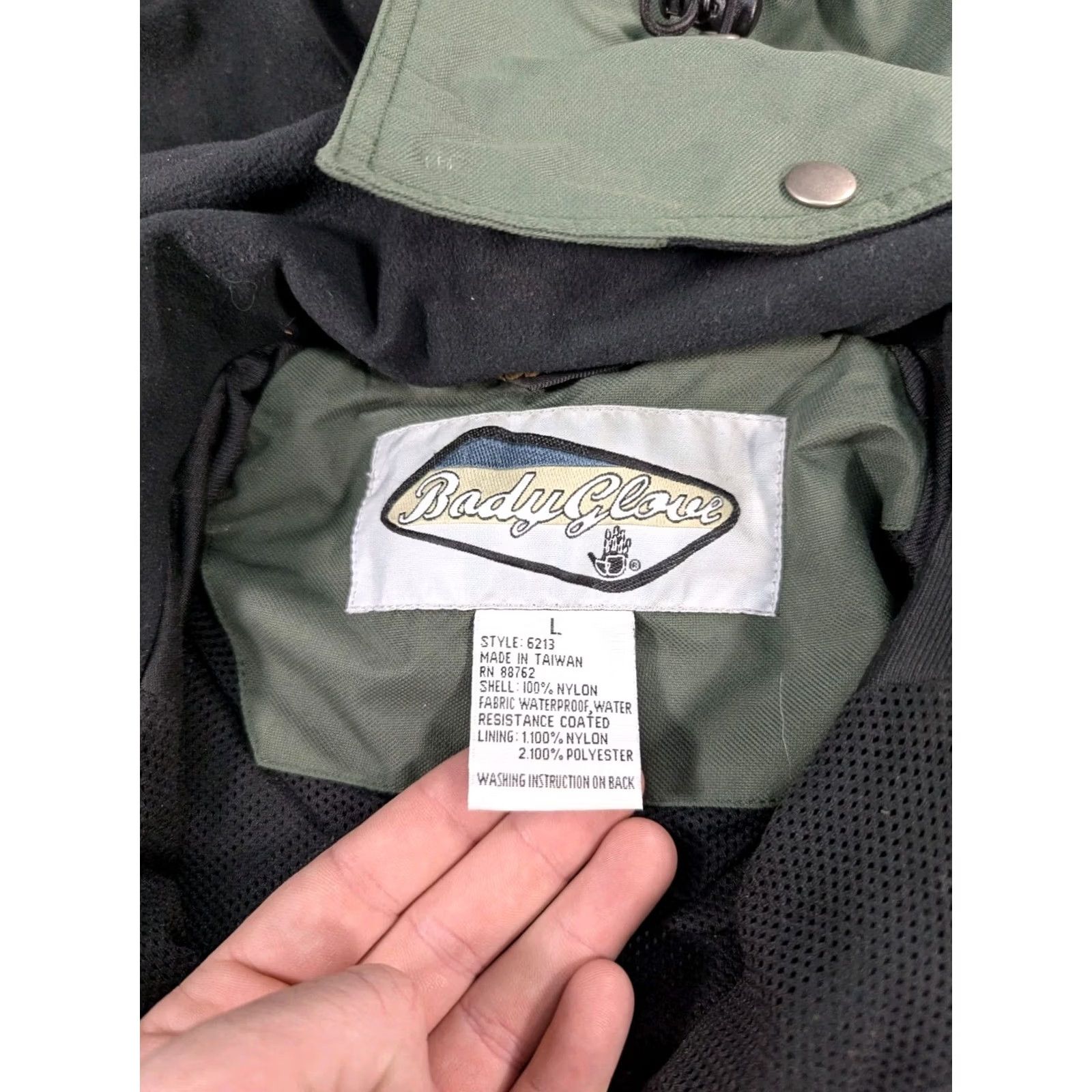 Body Glove VINTAGE Waterproof Jacket Men L Green 2001 Zip Hood Overcoat Size US L / EU 52-54 / 3 - 3 Thumbnail