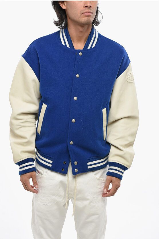 Diesel RED TAG Wool Cloth FRANZ Bomber Jacket with Snap Buttons