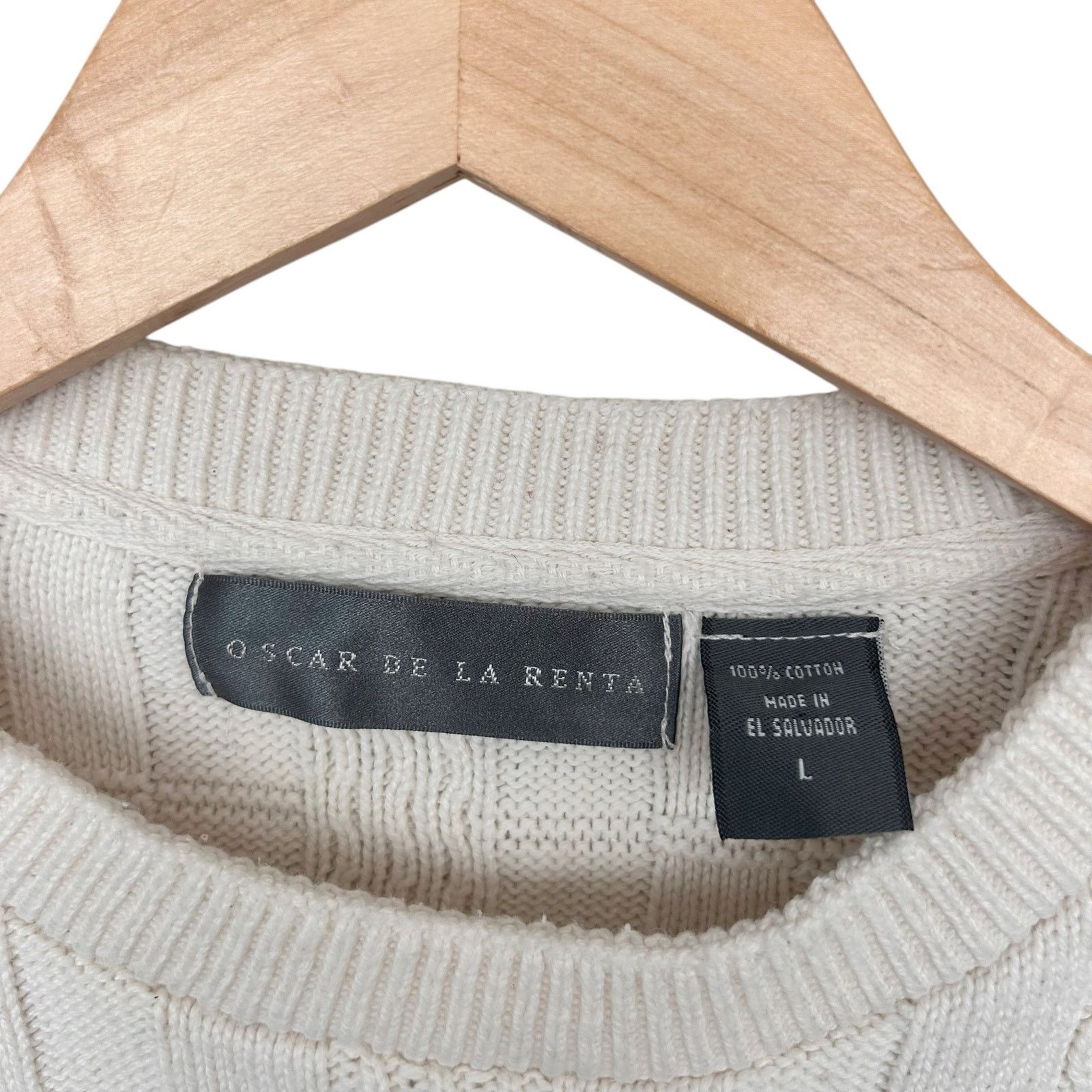 Oscar De La Renta Oscar De La Renta Off White Knit Sweater Sz L Size US L / EU 52-54 / 3 - 3 Thumbnail