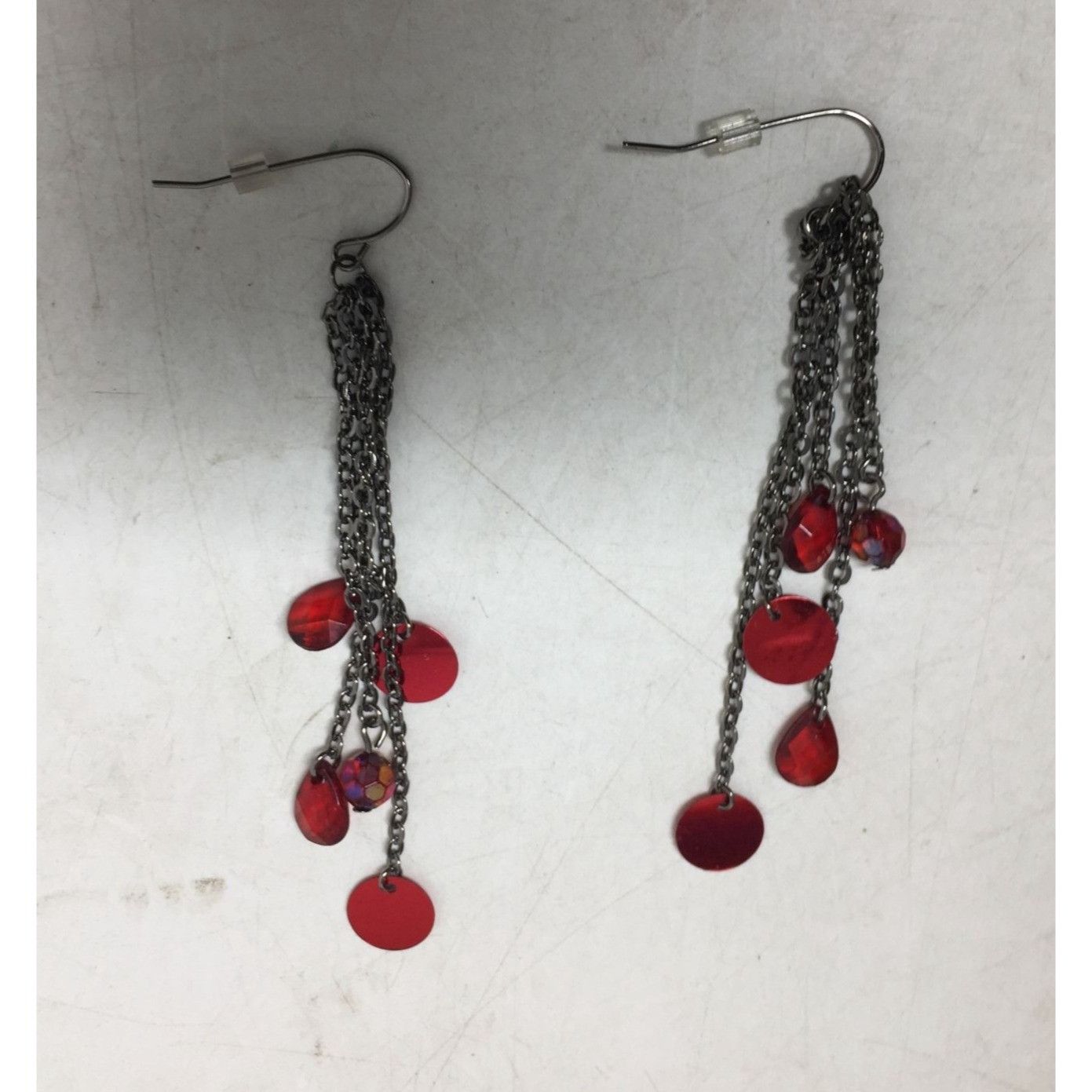 Other Women's Silver and Red Dangle Drop Earrings Size ONE SIZE - 5 Thumbnail
