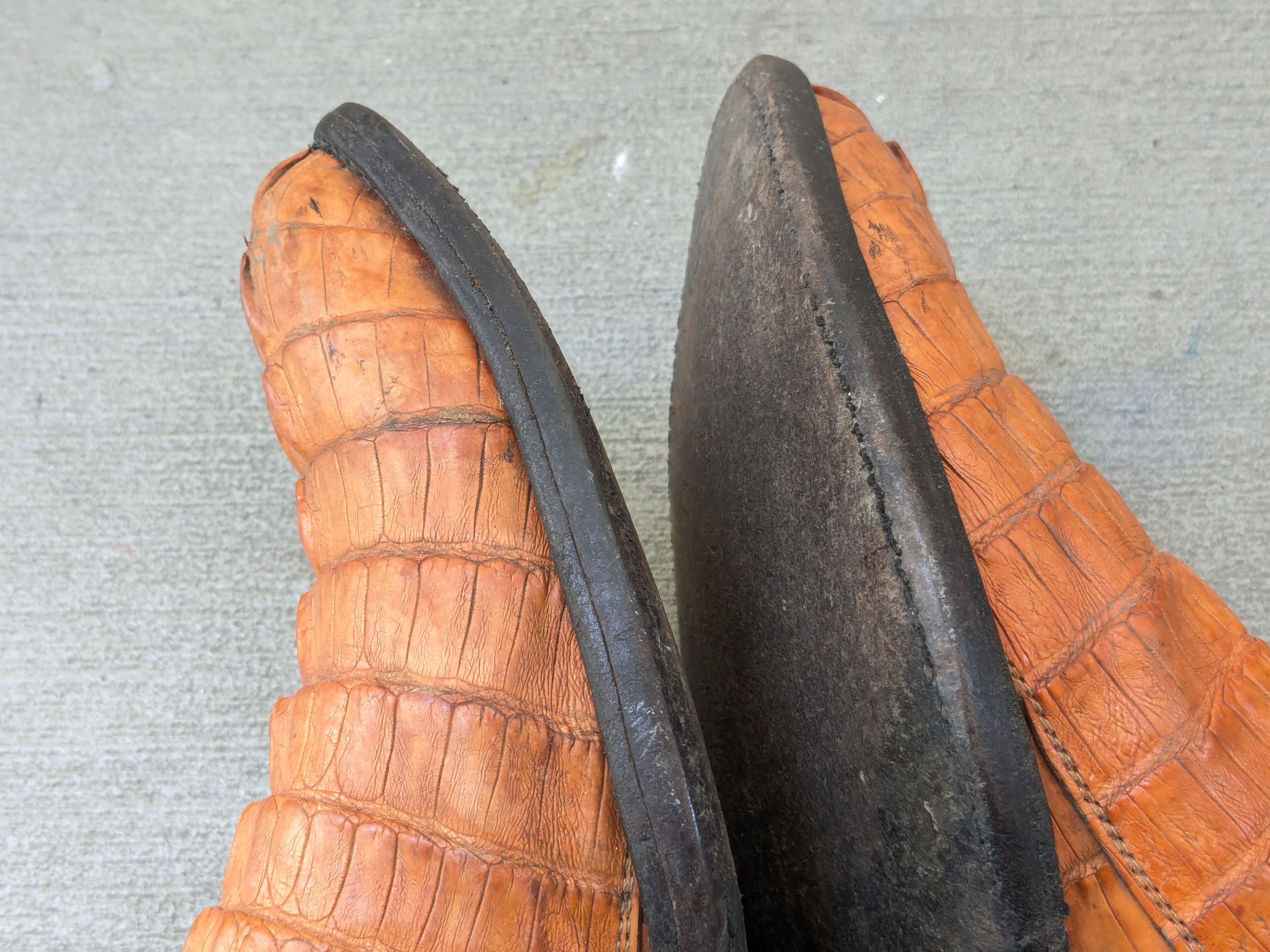 Genuine Leather Vintage Cowboy Boots Orange 11 EE Wide Western Botas Size US 11 / EU 44 - 12 Thumbnail