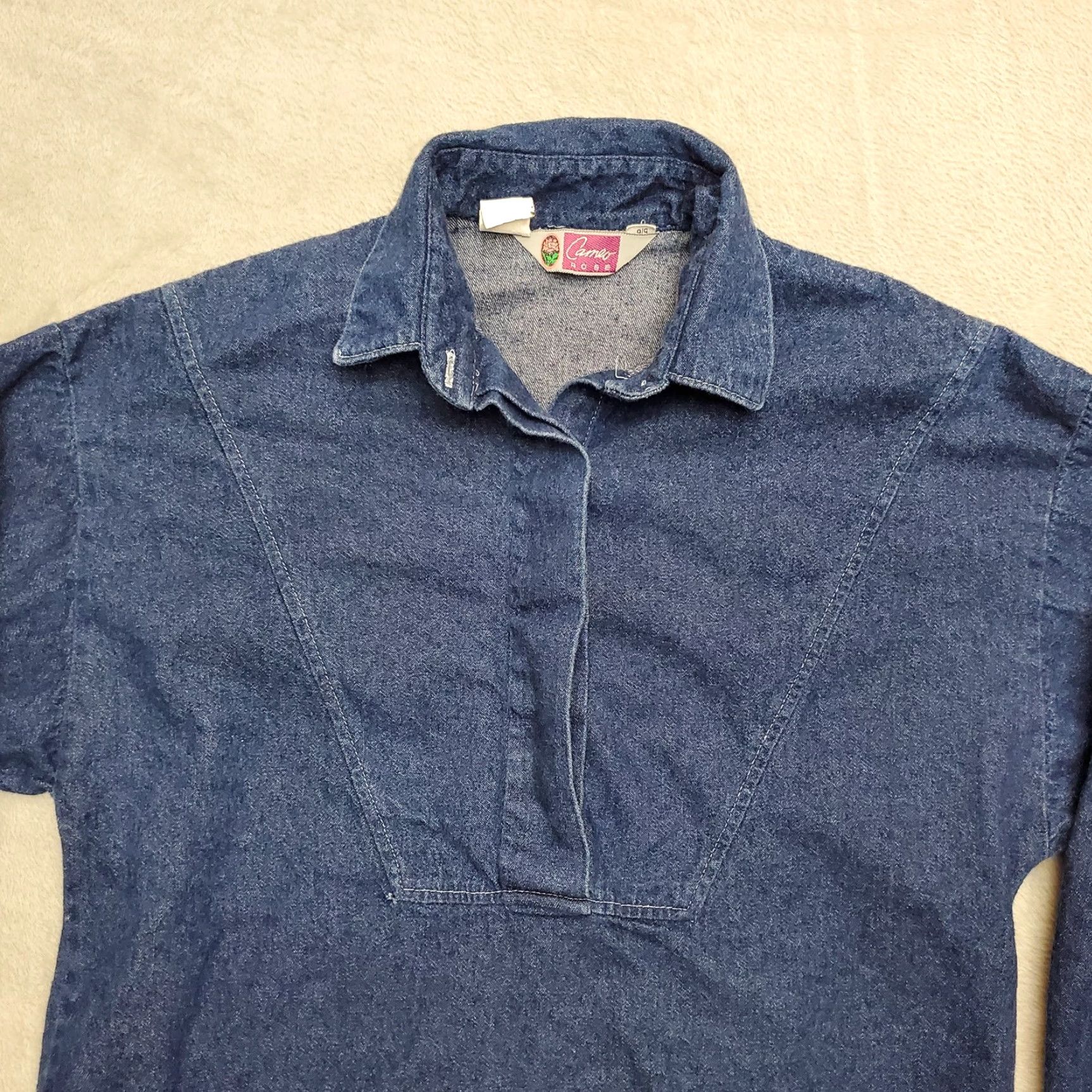 Vintage VINTAGE Cameo Rose Shirt Women 6 Blue Denim Button Pullover Casual 100% Cotton Long Sleeve Collared Built-In USA Size M / US 6-8 / IT 42-44 - 2 Thumbnail