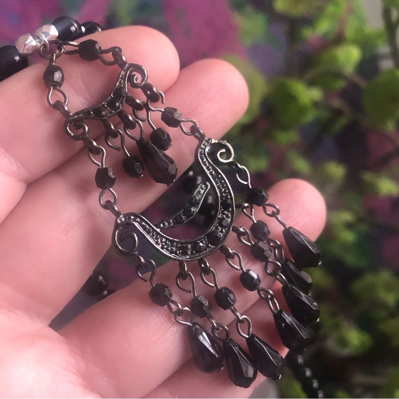 Handmade Handcrafted repurpose black chandelier Pearl necklace Size ONE SIZE - 10 Thumbnail