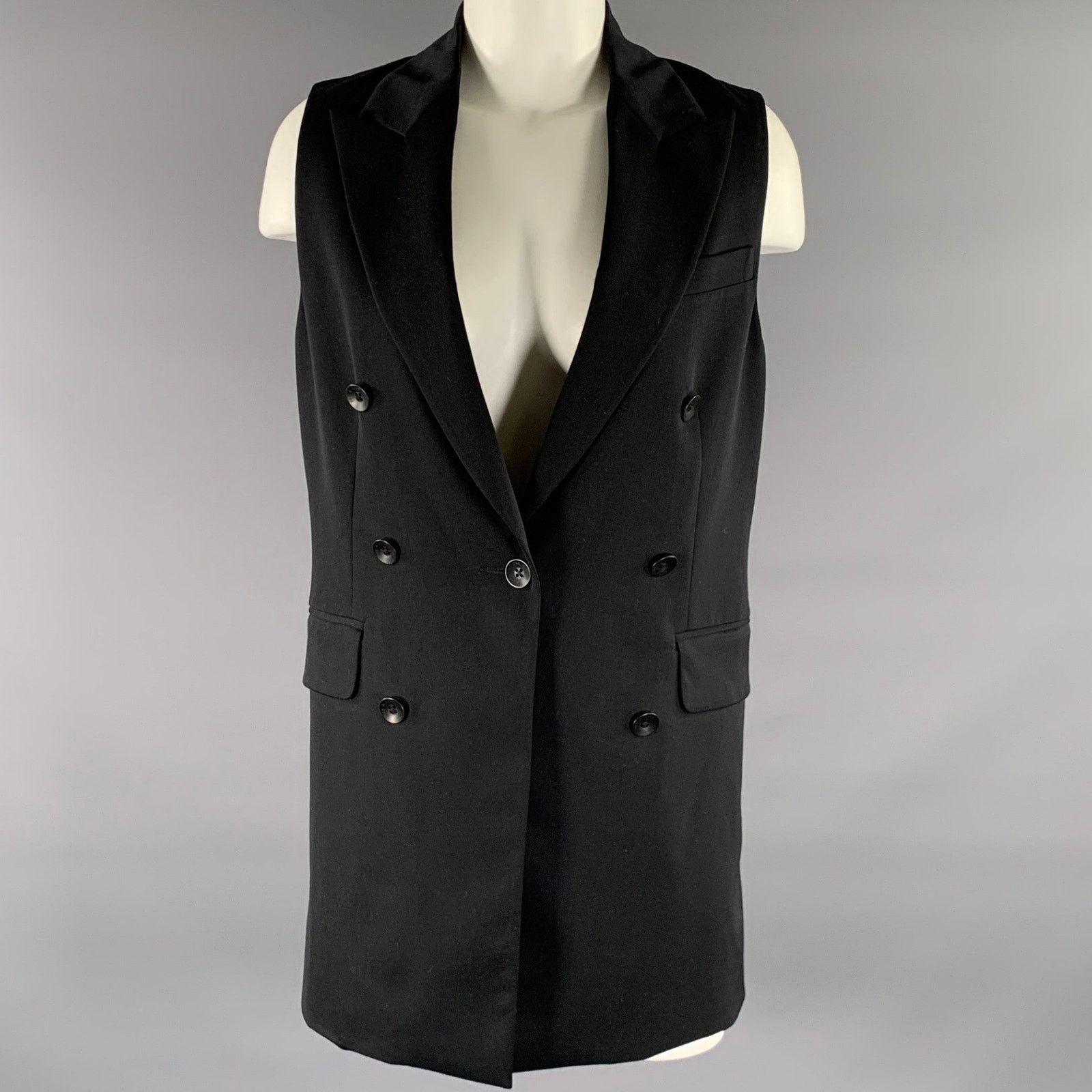Rag & Bone RAG & BONE Size 8 Black Wool Blend Double Breasted Vest Size M / US 6-8 / IT 42-44 - 1 Thumbnail
